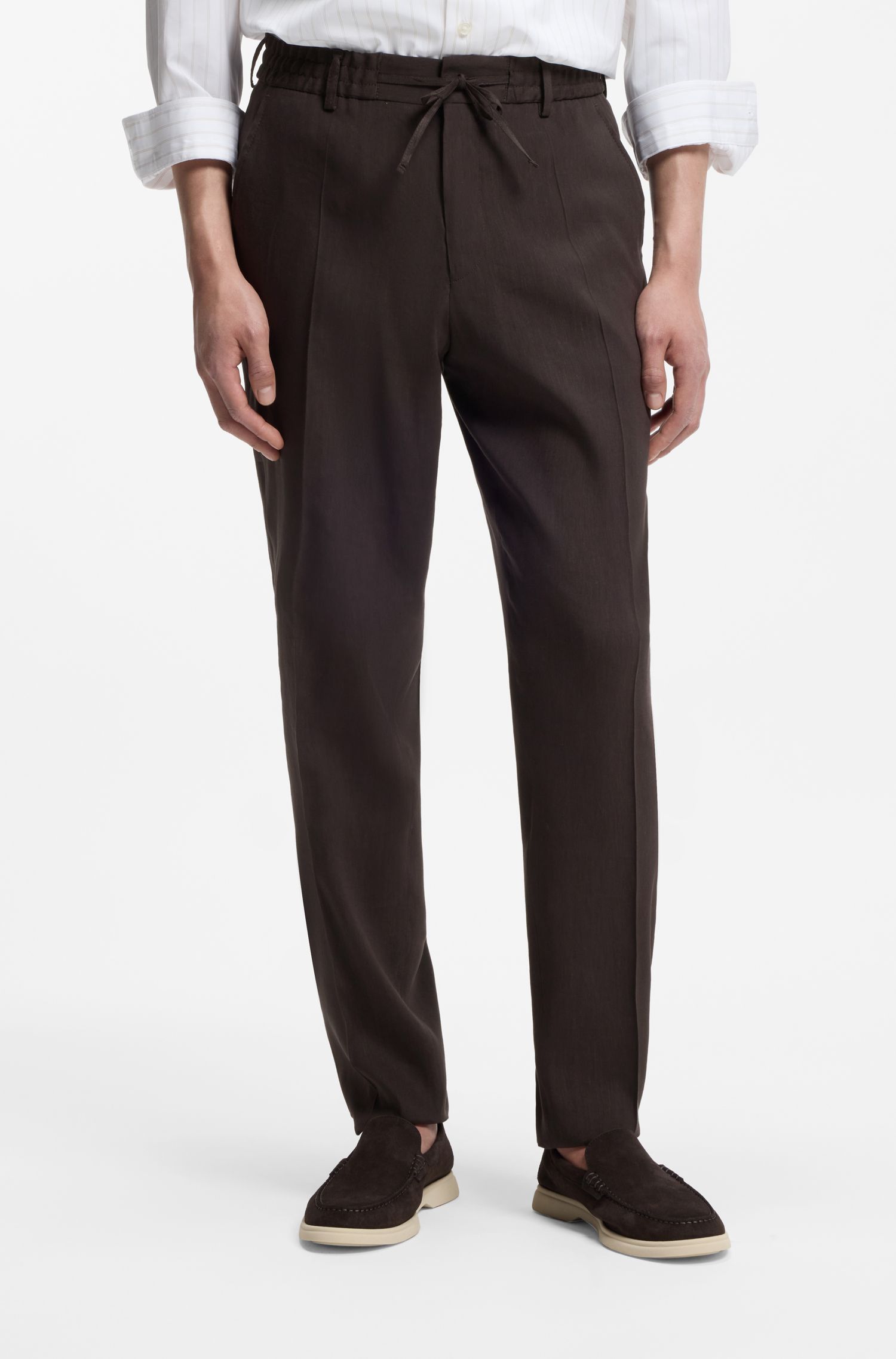 BOSS - Quần tapered fit pha linen