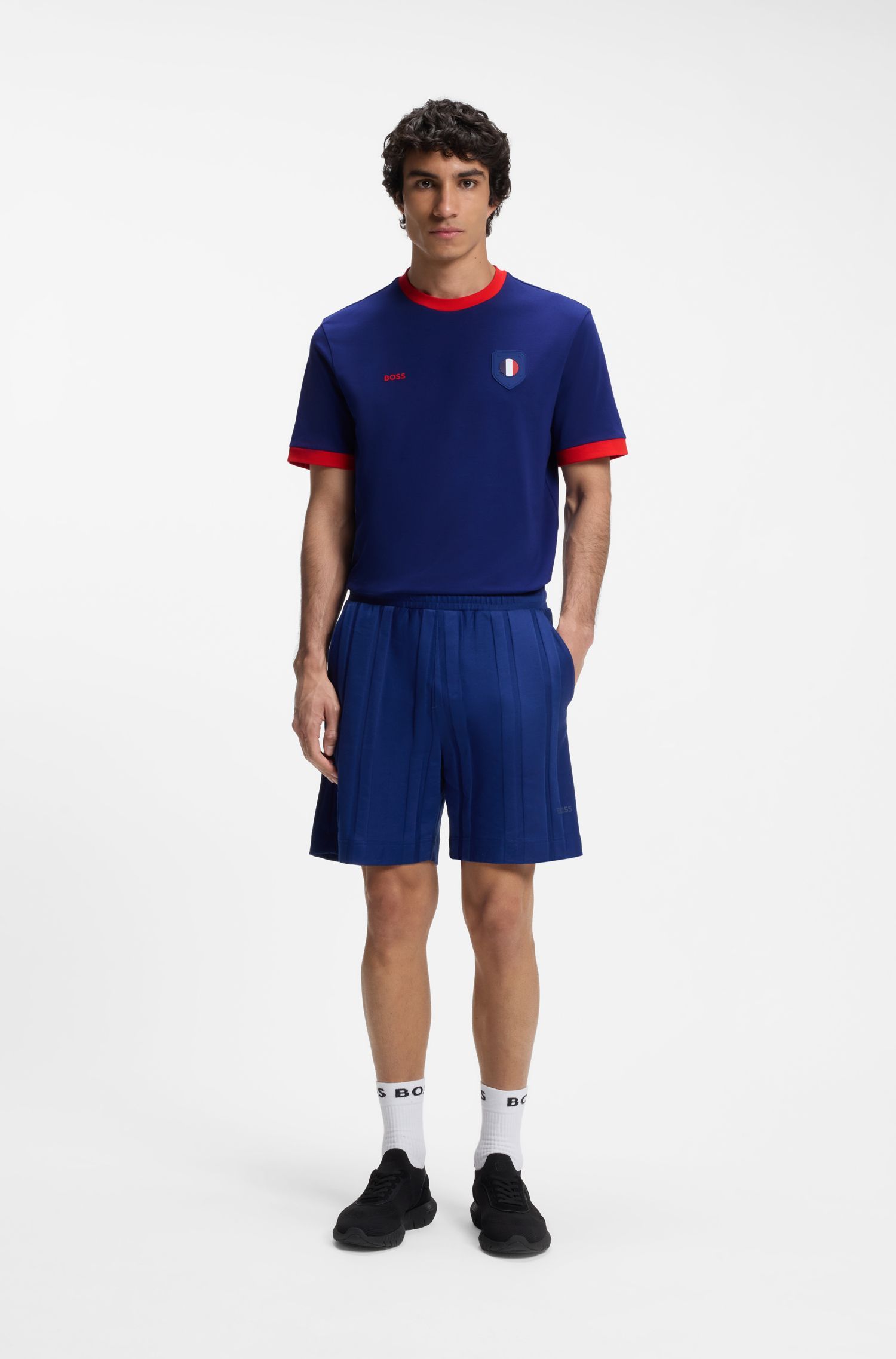 BOSS - Áo thun cotton co giãn