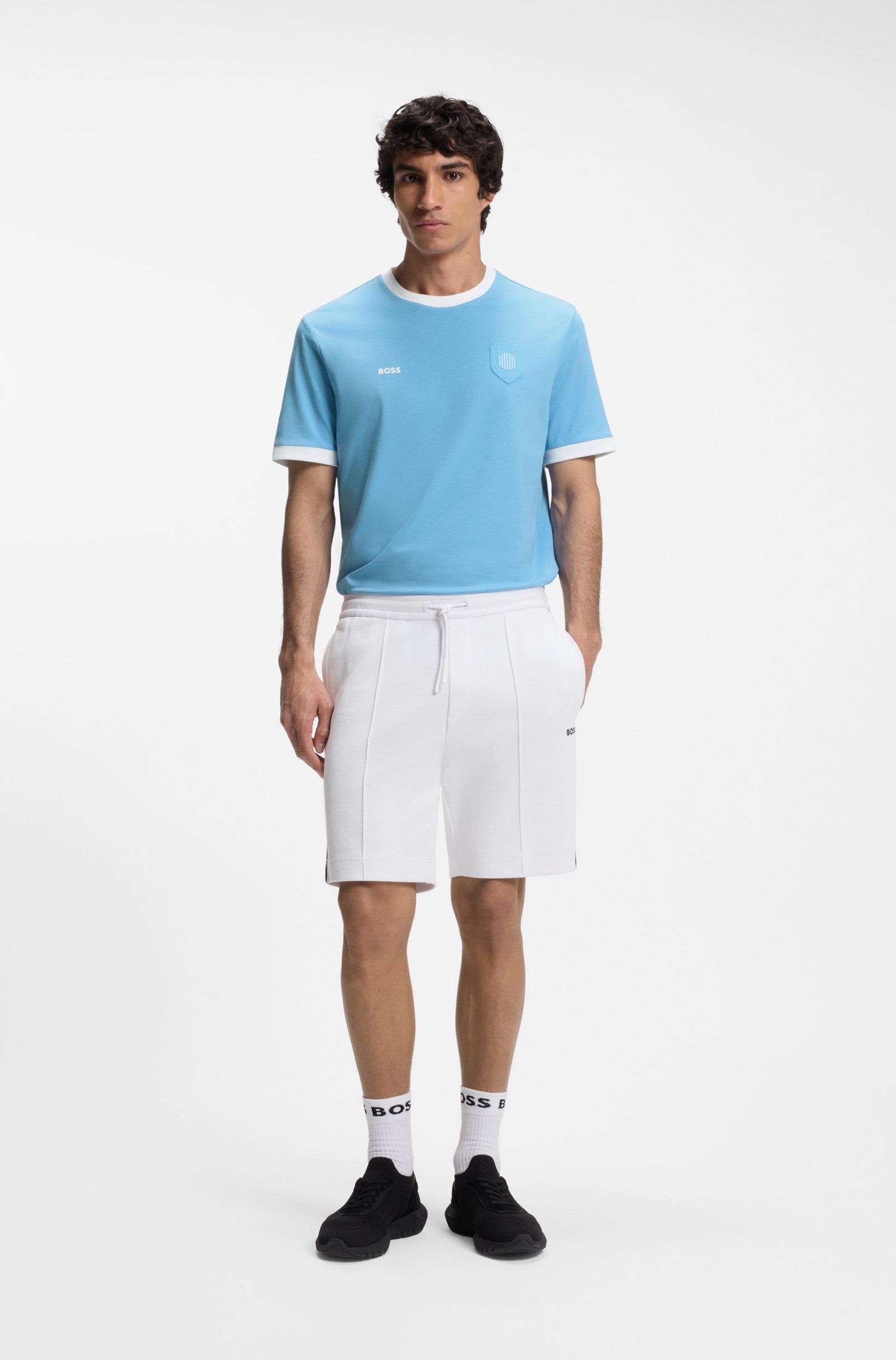 BOSS - Áo thun cotton co giãn