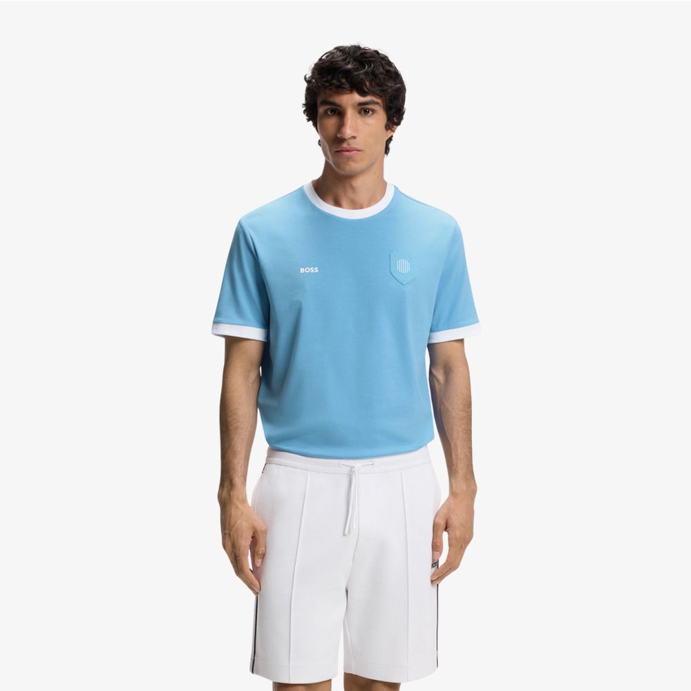 BOSS - Áo thun cotton co giãn