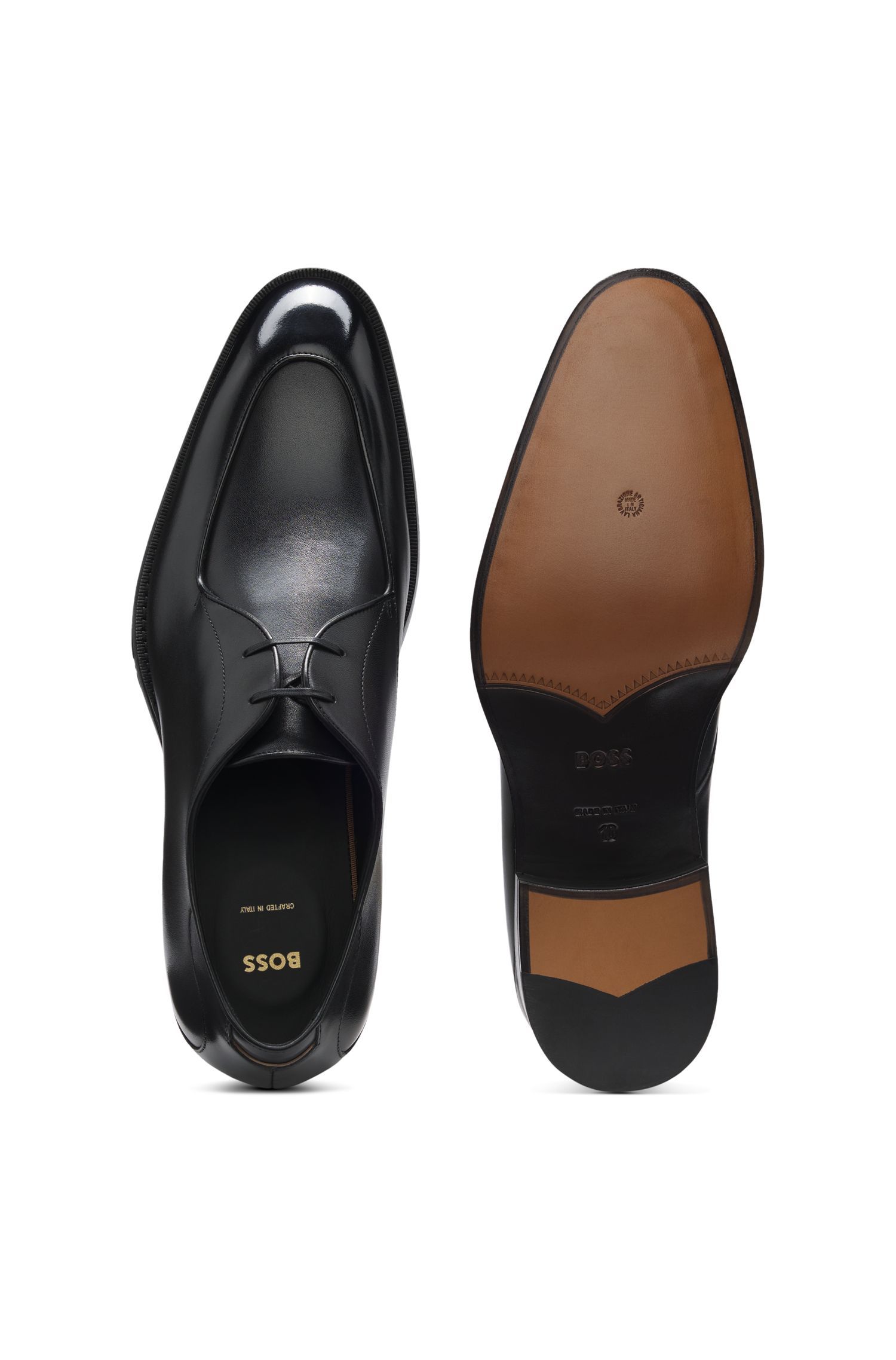 BOSS - Giày Derby bằng da chải mịn với mũi giày kiểu tạp dề