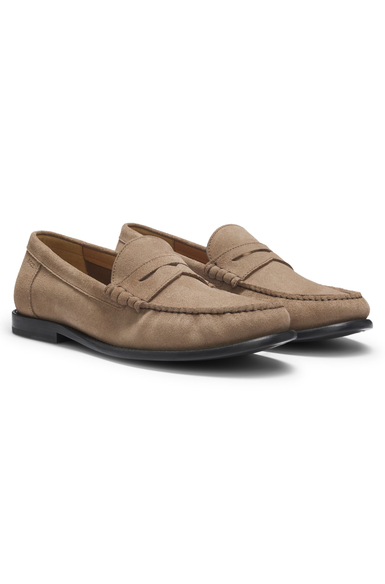 BOSS - Giày Moccasins viền da suede