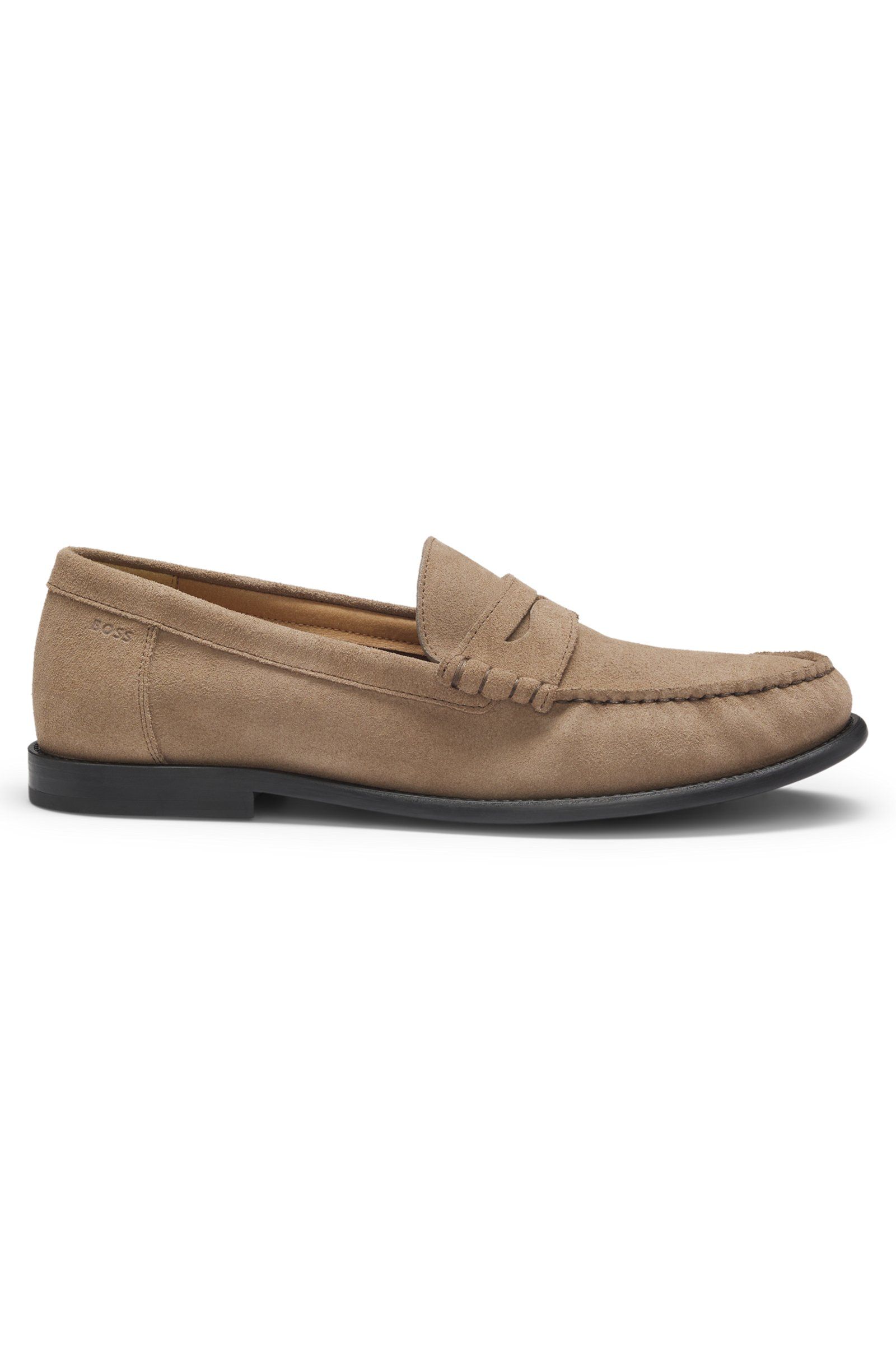BOSS - Giày Moccasins viền da suede