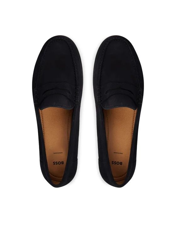 BOSS - Giày Moccasins viền da suede