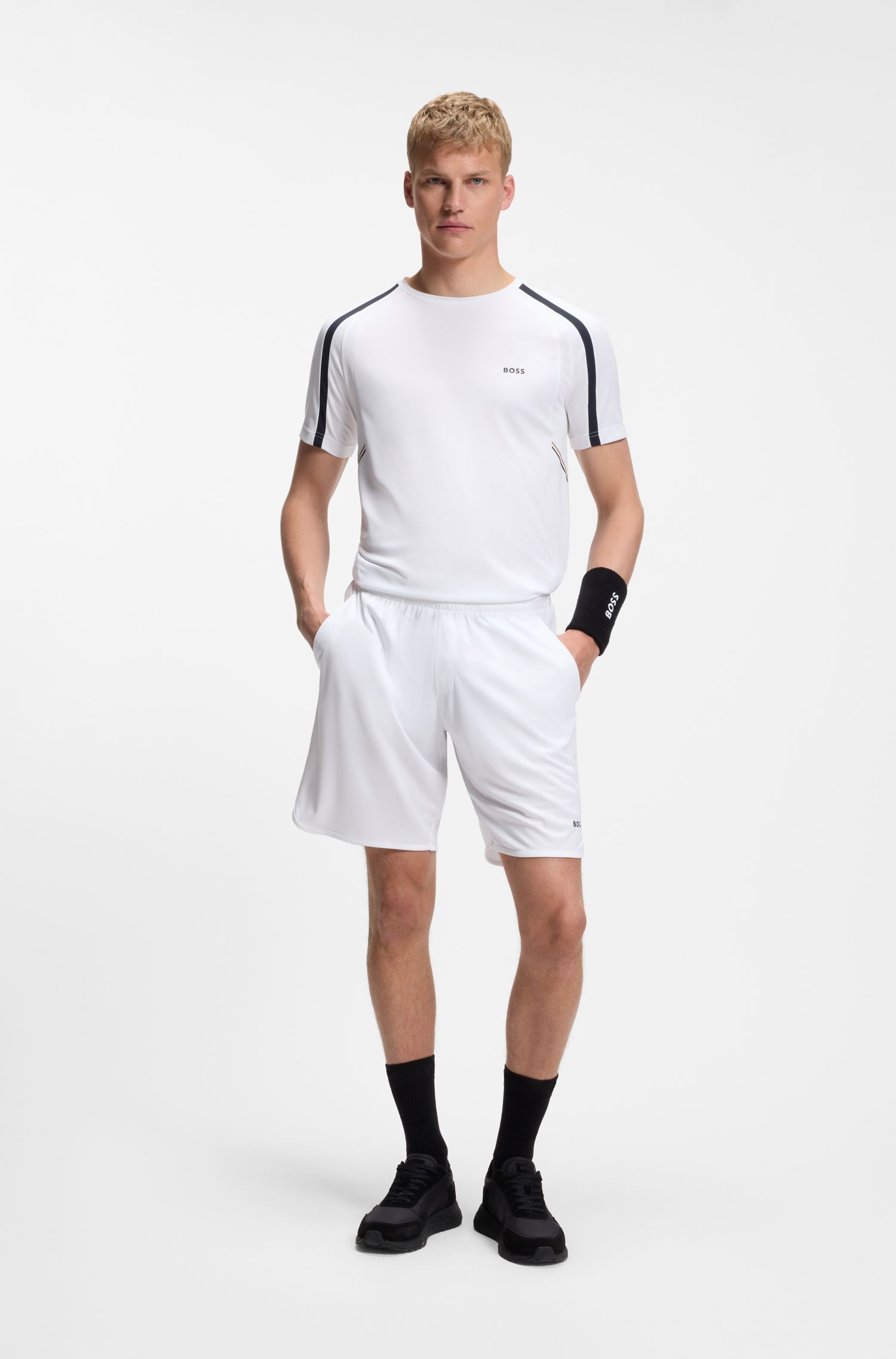 BOSS - Quần short thể thao co giãn với túi lưới