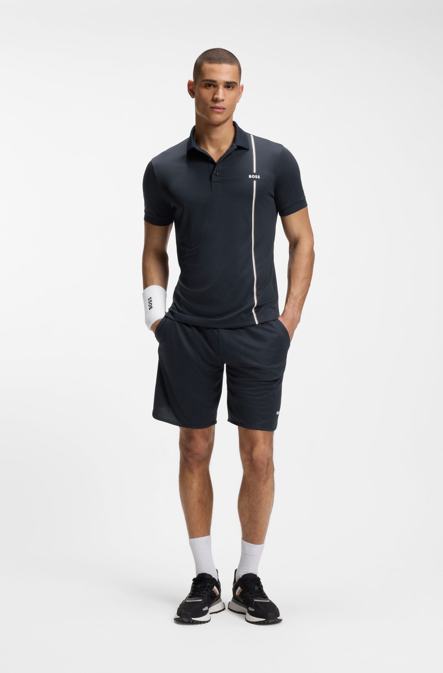 BOSS - Quần short thể thao co giãn với túi lưới