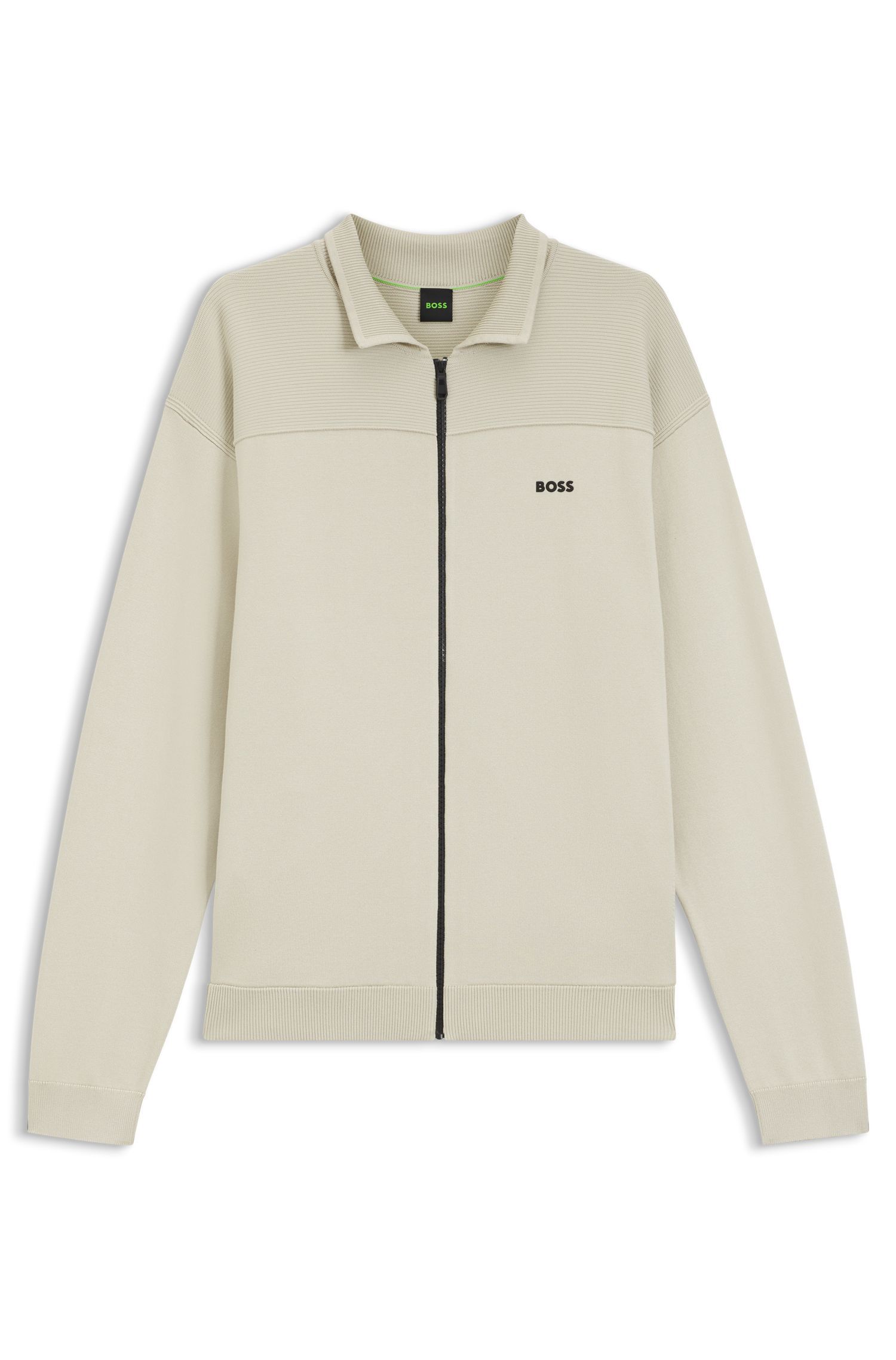 BOSS - Áo khoác cardigan có khóa kéo với họa tiết đồ họa nổi bật