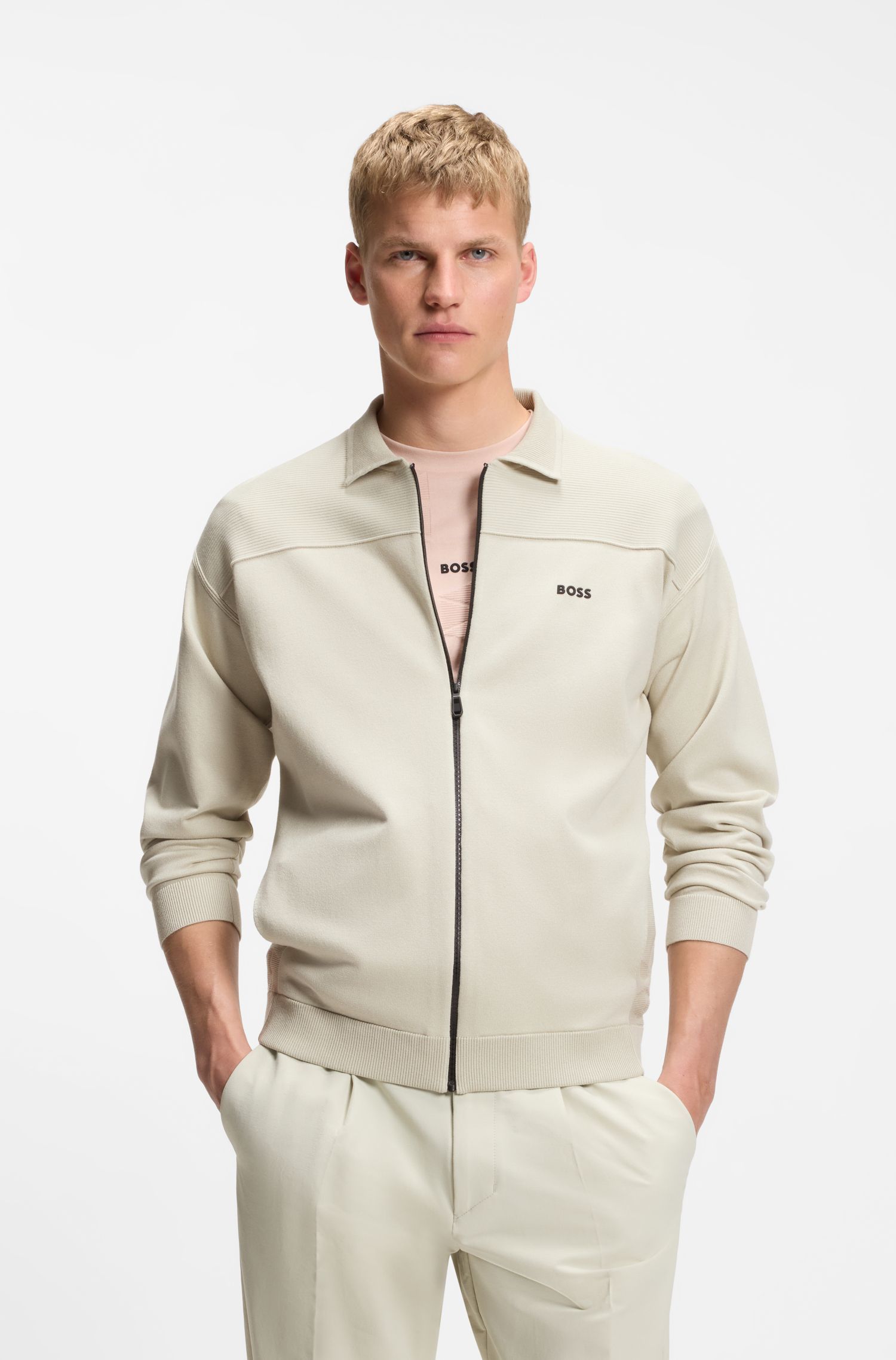 Áo khoác cardigan có khóa kéo với họa tiết đồ họa nổi bật