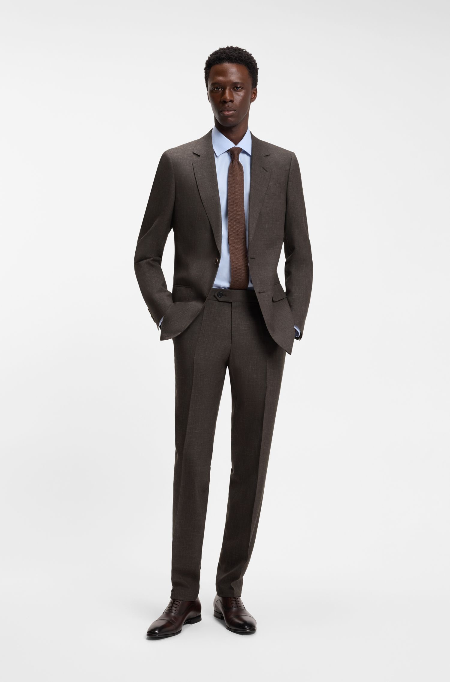 BOSS - Áo khoác vest dáng ôm vừa vặn, chất liệu pha len của BOSS BY BECKHAM