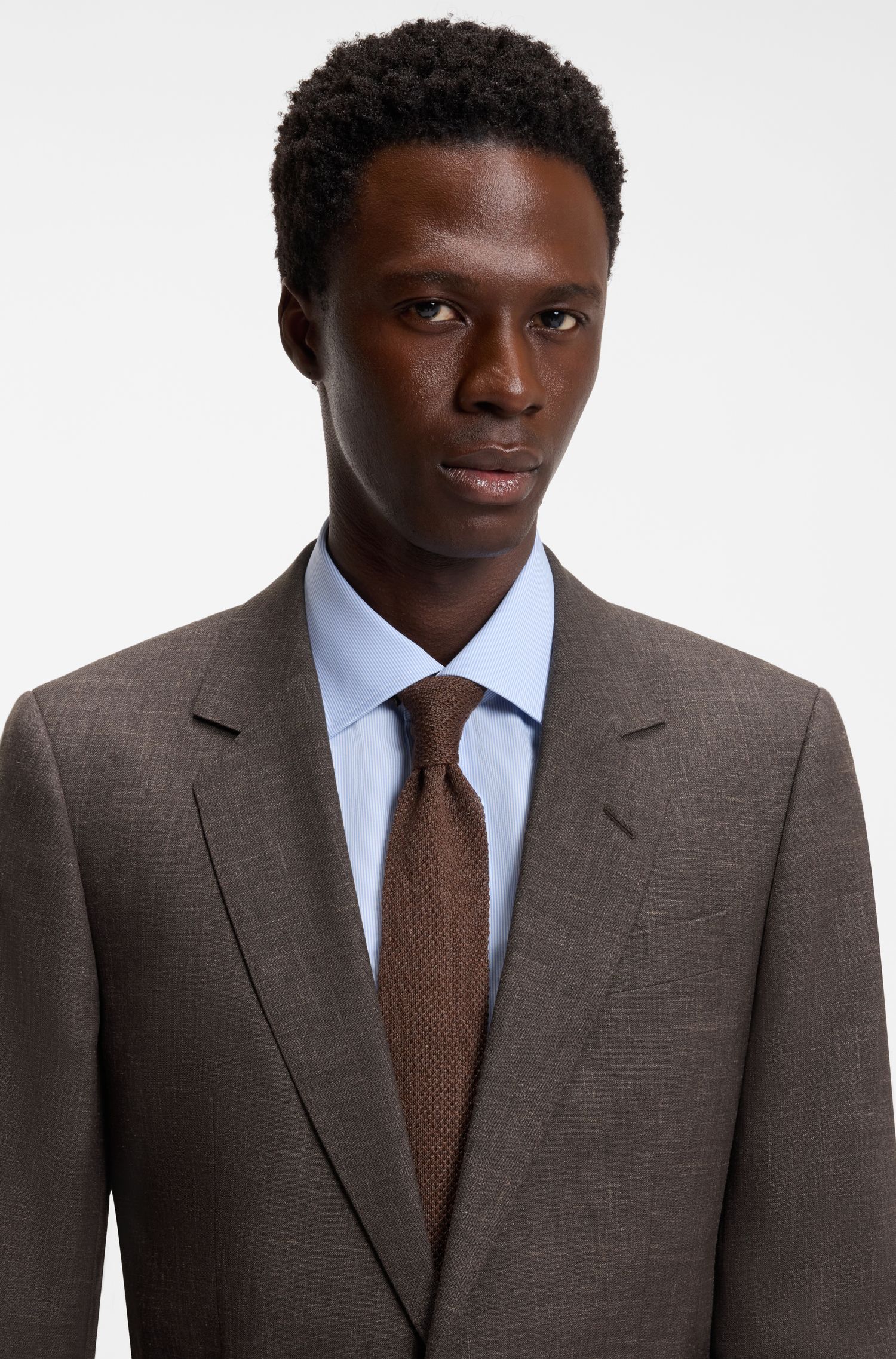 BOSS - Áo khoác vest dáng ôm vừa vặn, chất liệu pha len của BOSS BY BECKHAM