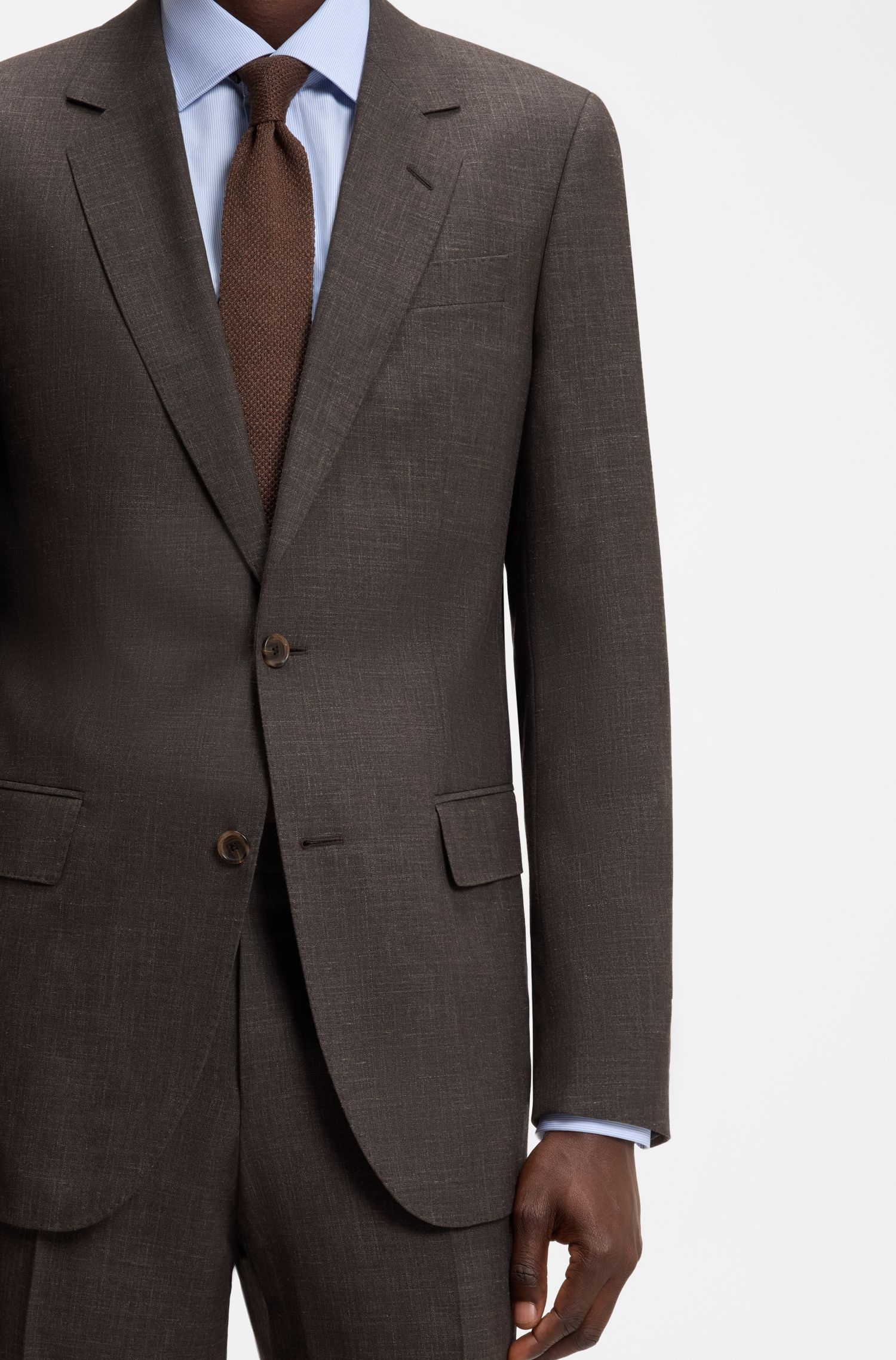 BOSS - Áo khoác vest dáng ôm vừa vặn, chất liệu pha len của BOSS BY BECKHAM