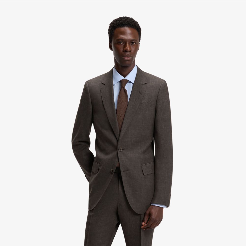 BOSS - Áo khoác vest dáng ôm vừa vặn, chất liệu pha len của BOSS BY BECKHAM