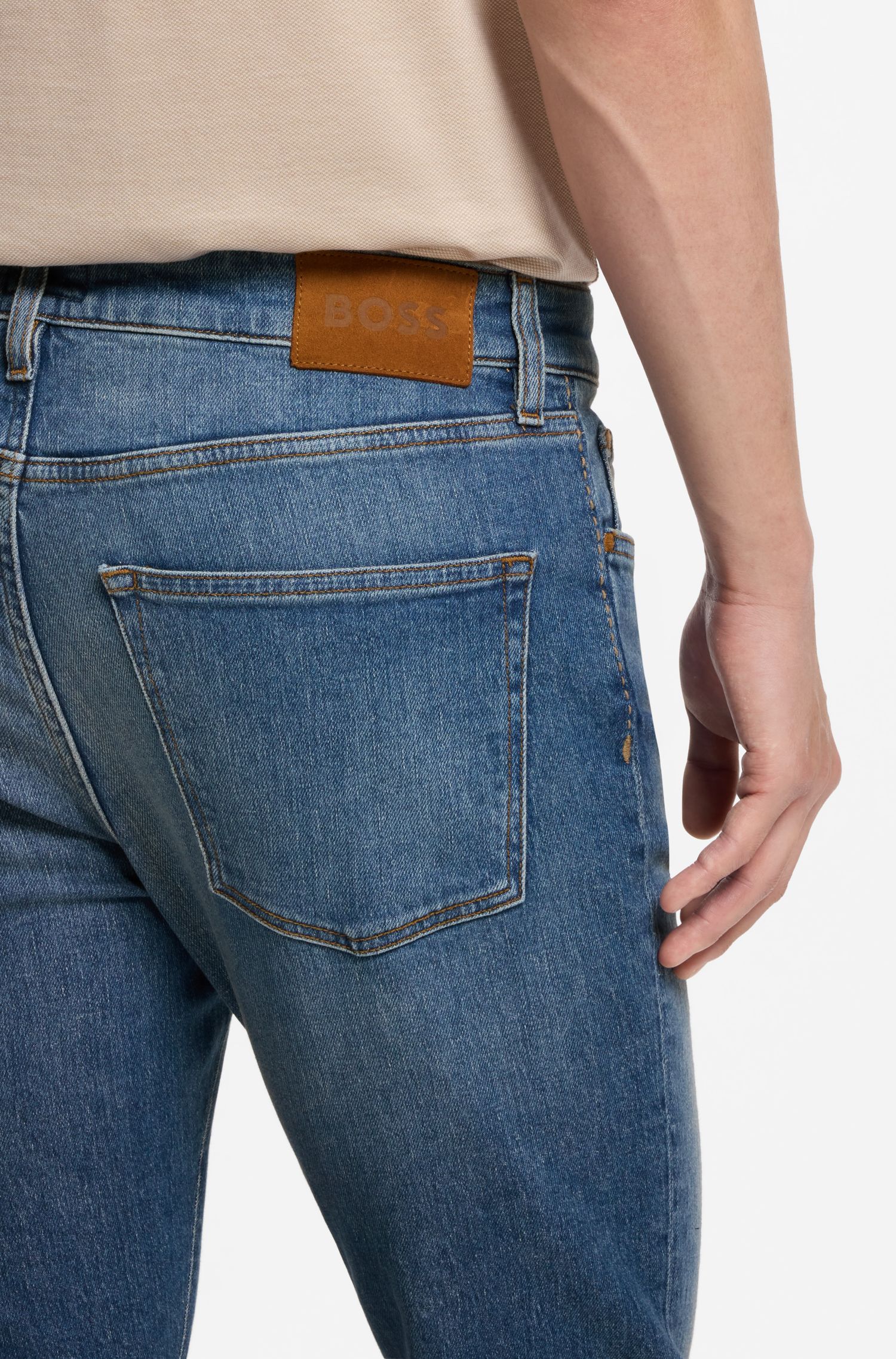 BOSS - Quần jeans dáng ôm làm từ chất liệu denim co giãn mềm mại