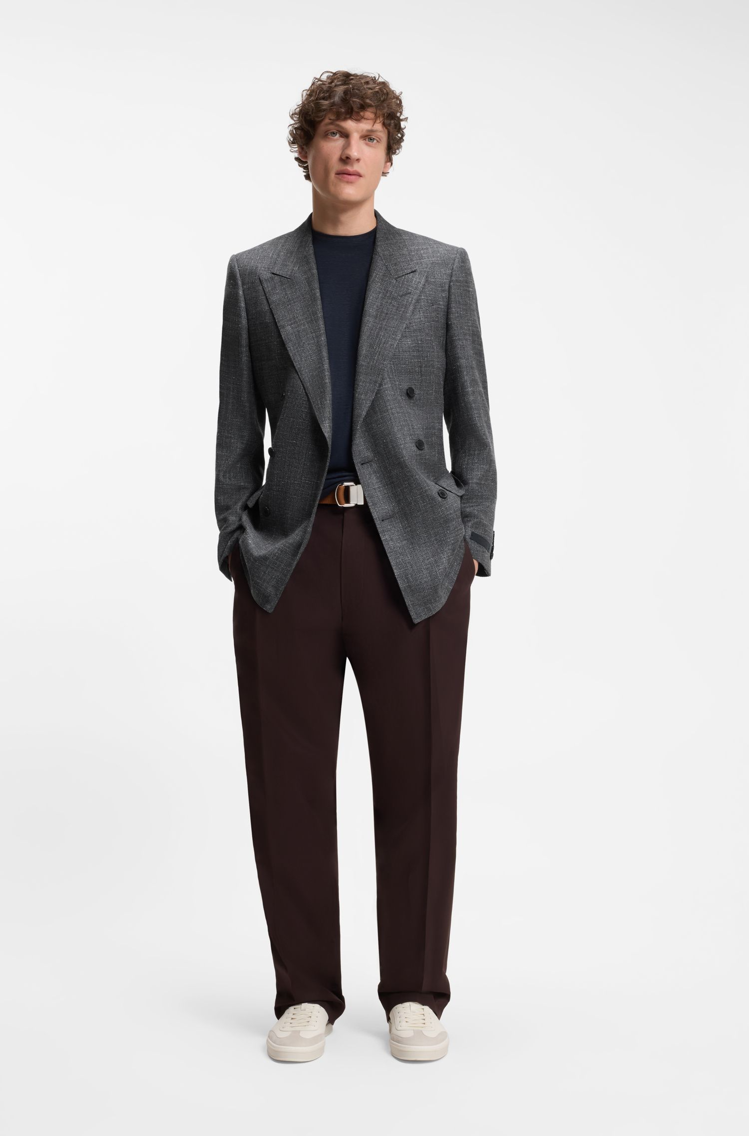 BOSS - Áo khoác BOSS BY BECKHAM làm từ len, lụa, vải lanh và cashmere