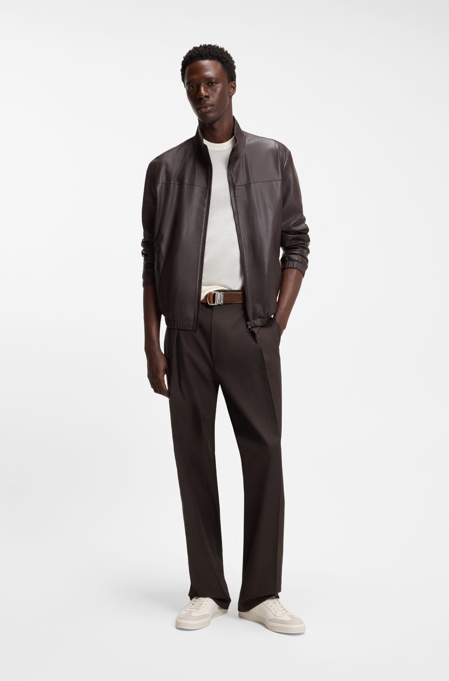 BOSS - Quần tây xếp ly phía trước BOSS BY BECKHAM bằng vải cotton