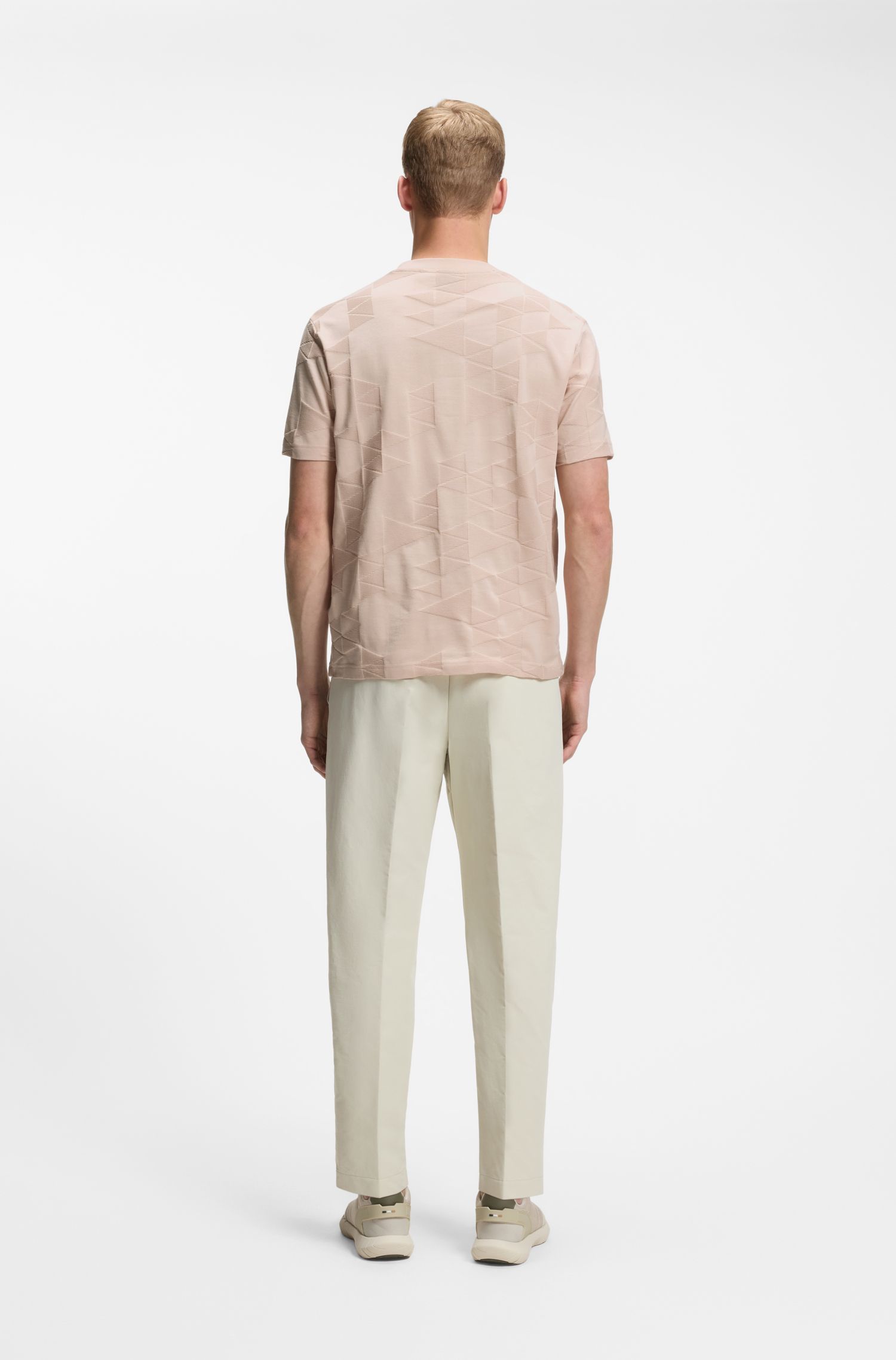 Áo thun cotton họa tiết jacquard