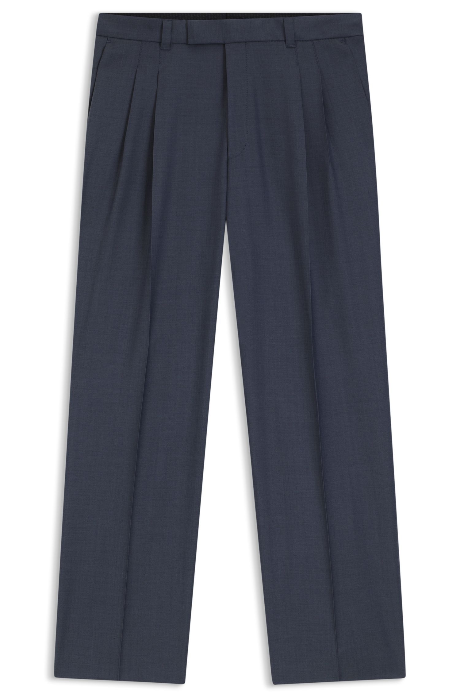 BOSS - Quần Tapered-fit len nguyên chất với họa tiết