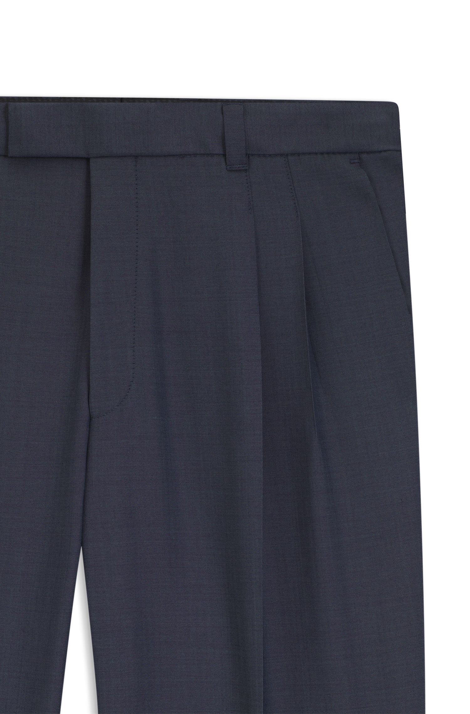 BOSS - Quần Tapered-fit len nguyên chất với họa tiết