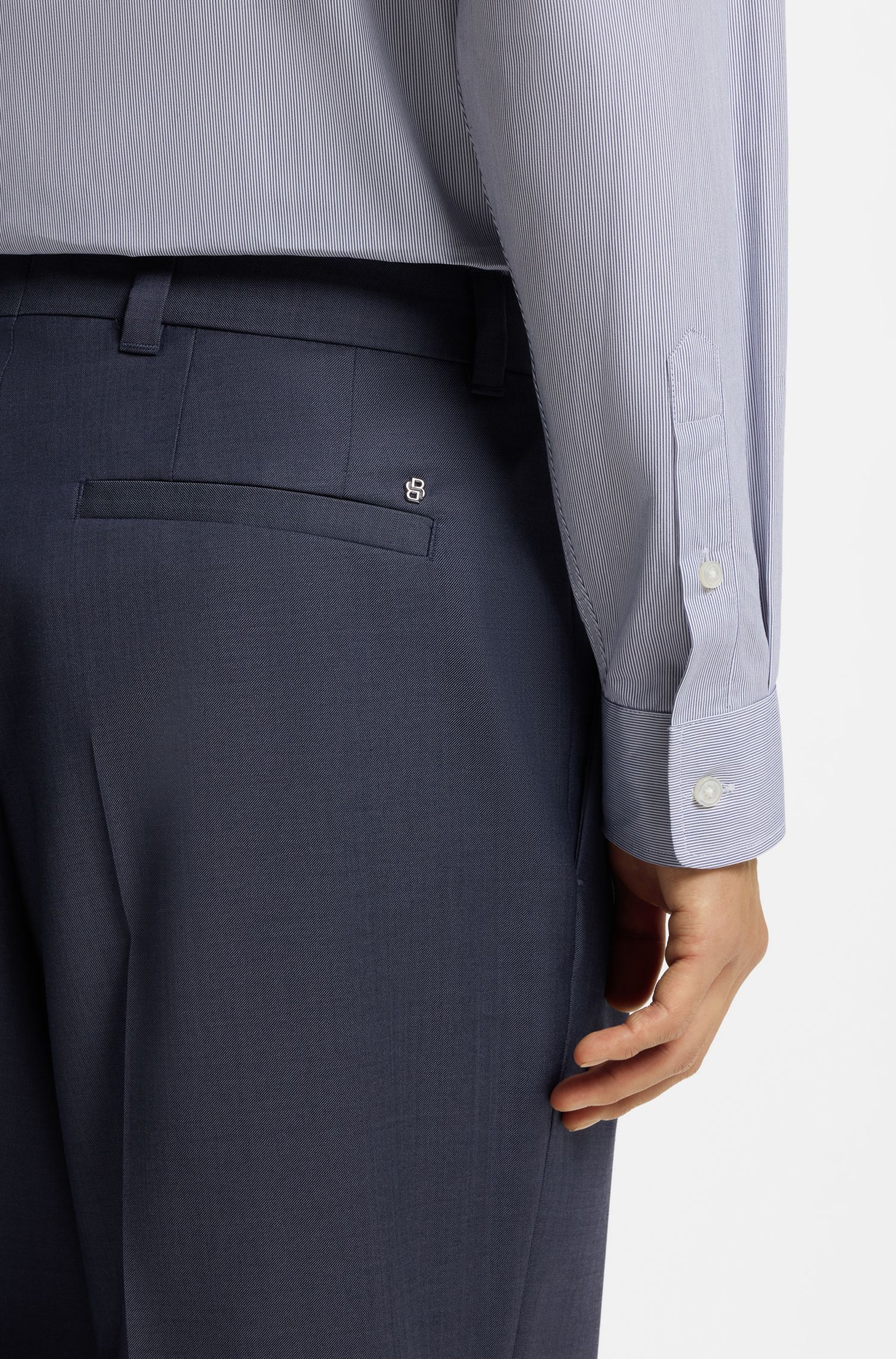 BOSS - Quần Tapered-fit len nguyên chất với họa tiết