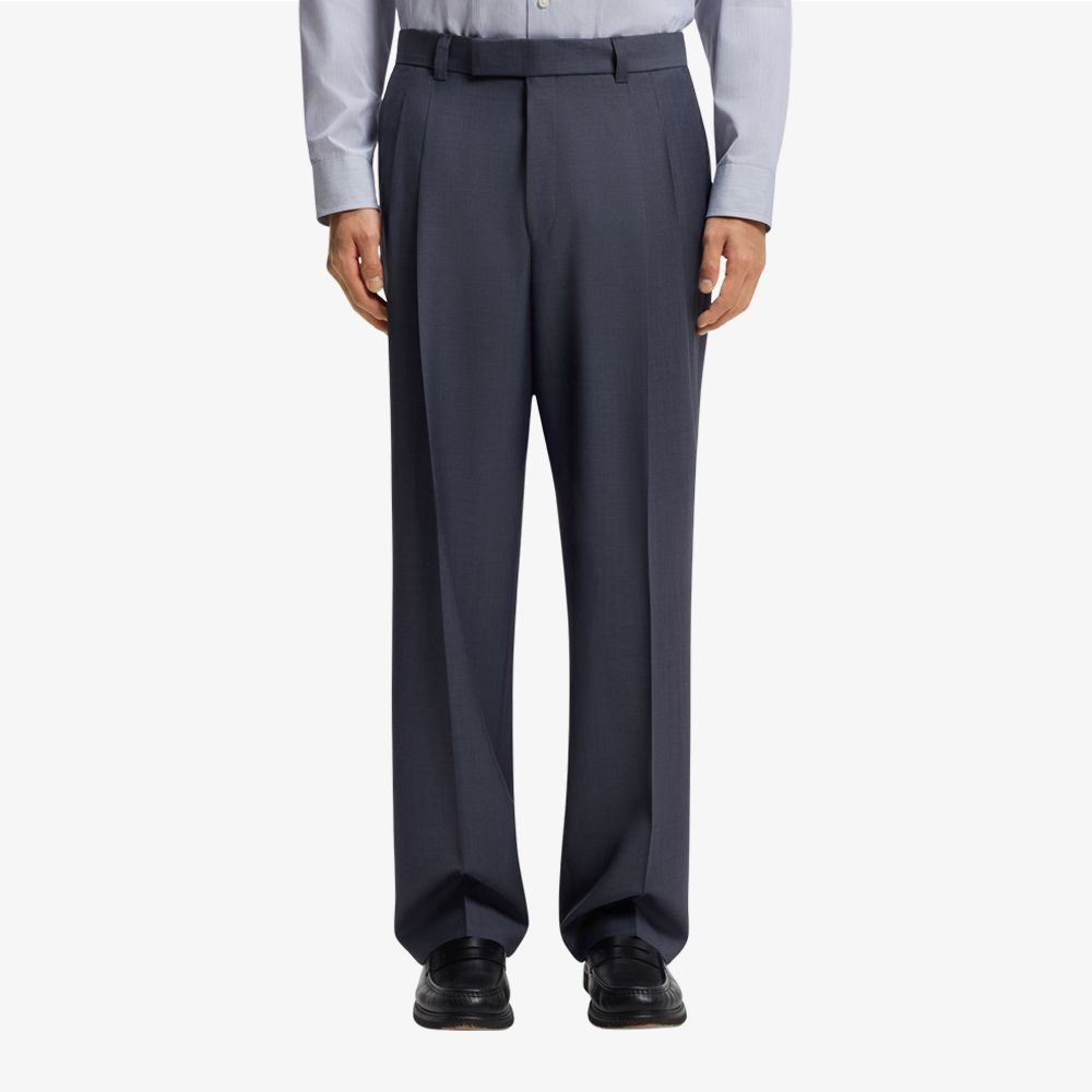 BOSS - Quần Tapered-fit len nguyên chất với họa tiết