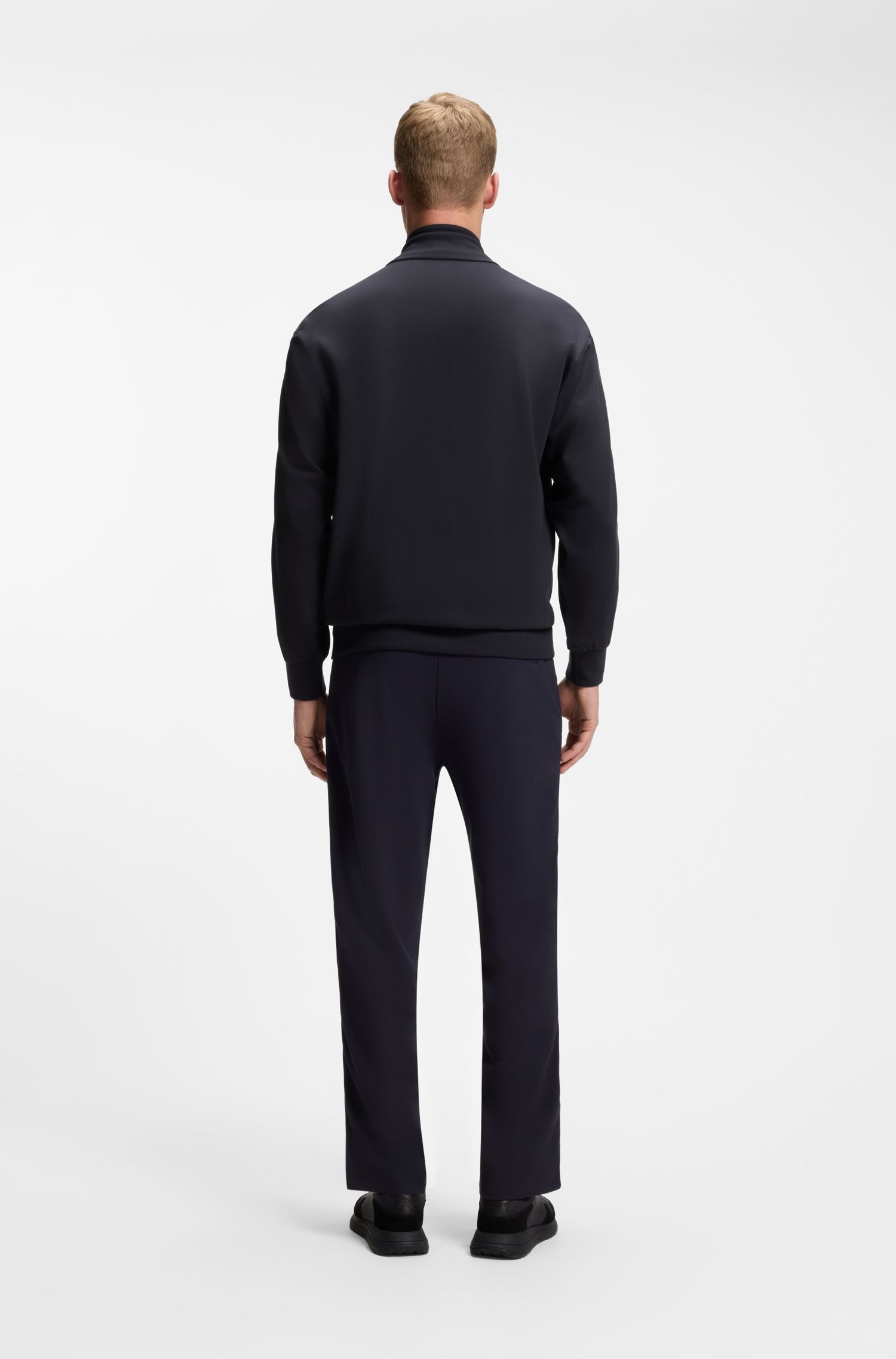 Áo sweatshirt dáng regular fit với viền jacquard đồng màu