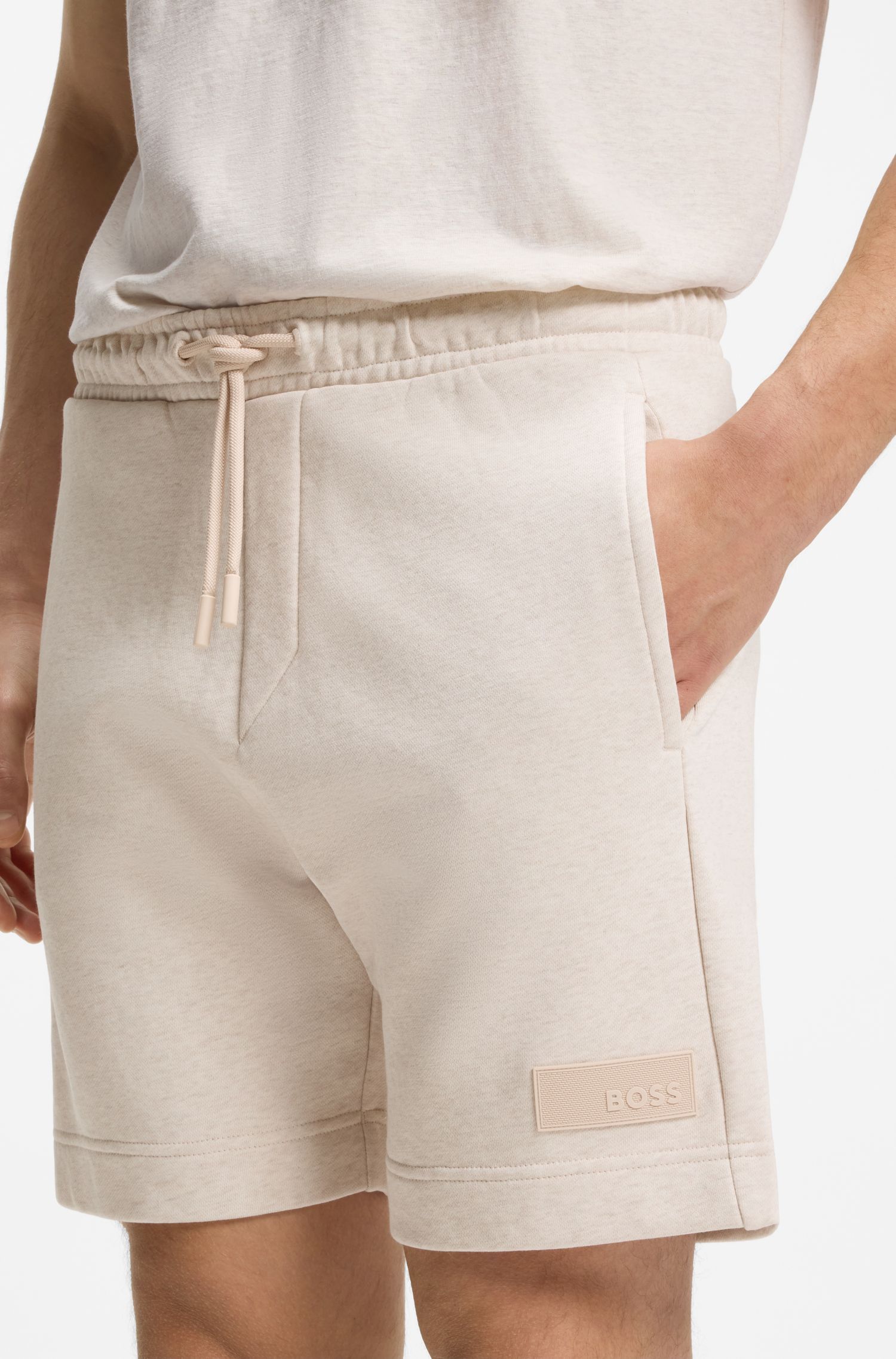 BOSS - Quần short dáng rộng thoải mái làm từ vải French Terry cotton