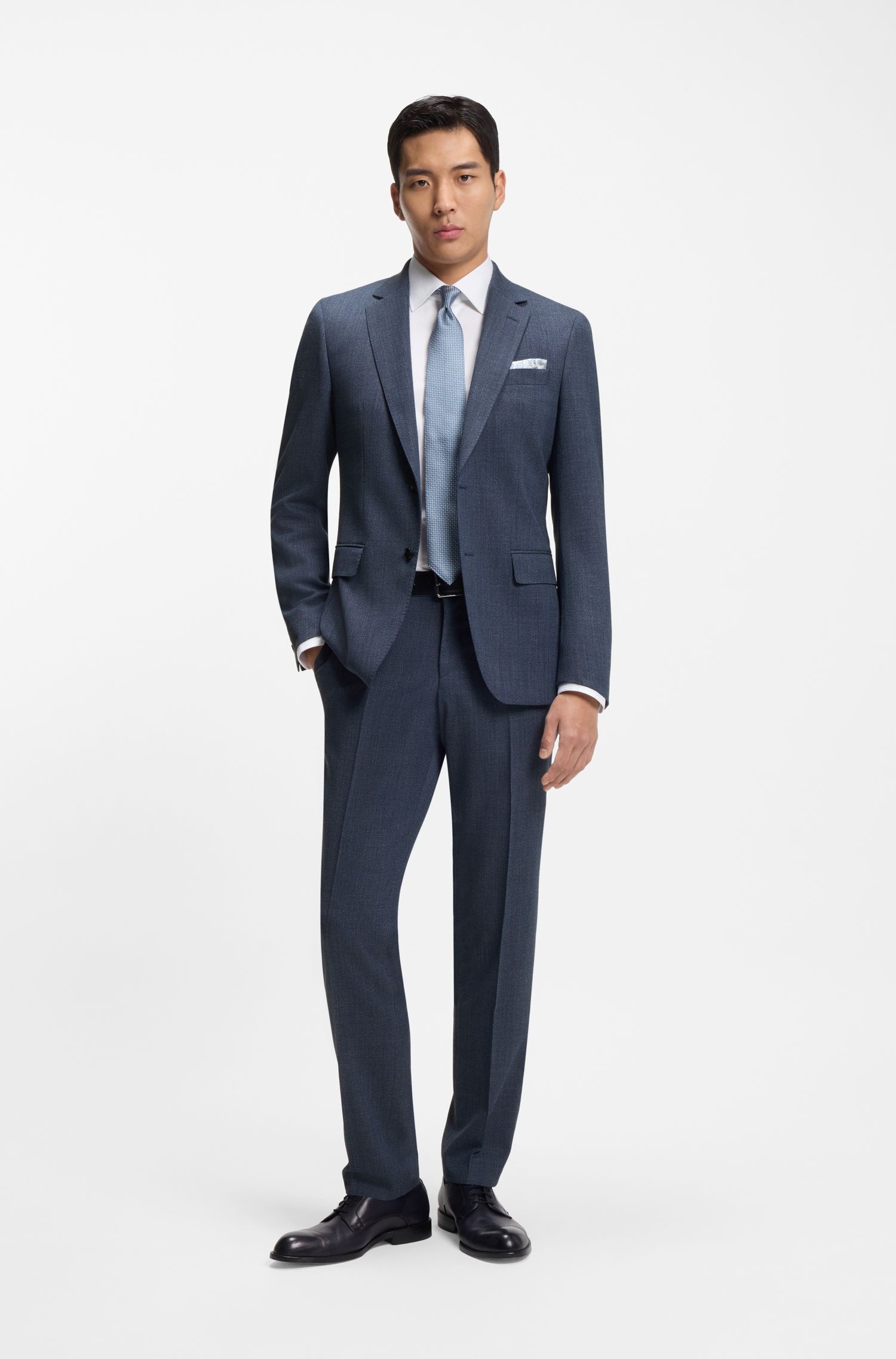 BOSS - Quần dài dáng slim fit vải len co giãn