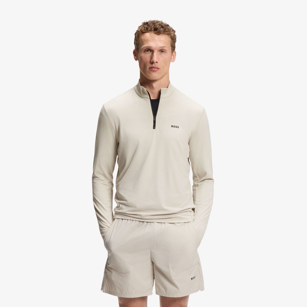 BOSS - Áo sweatshirt Active cổ khóa kéo một phần tư