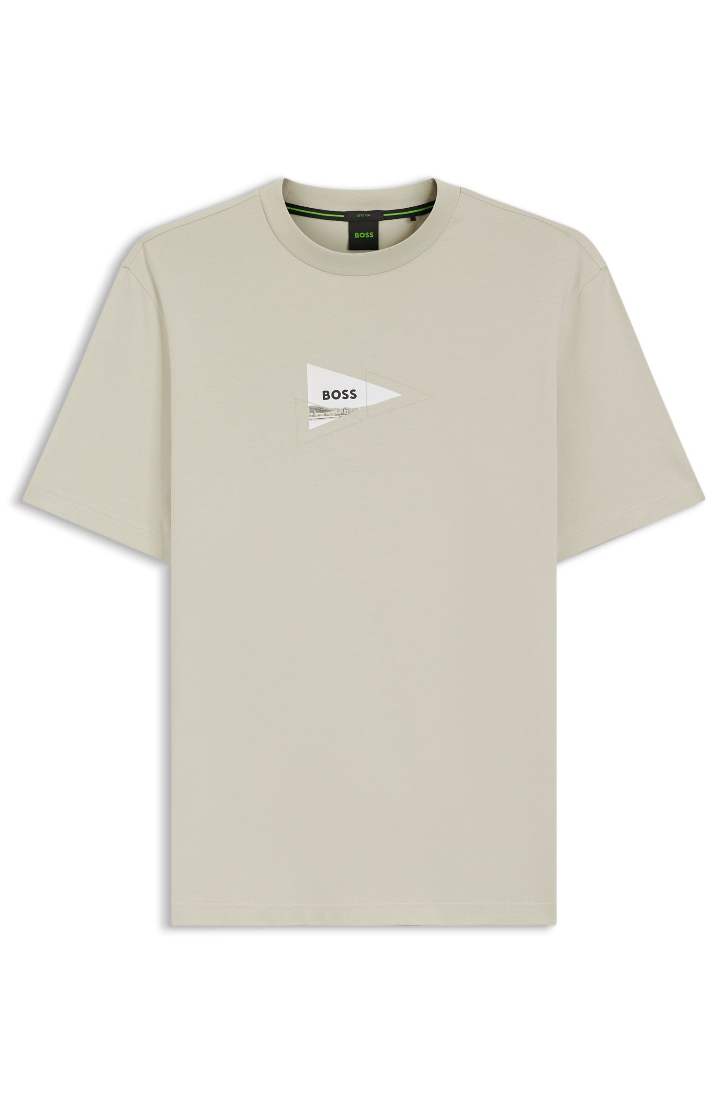 BOSS - Áo thun in hình dáng vừa vặn, chất liệu cotton co giãn
