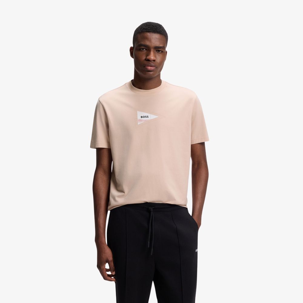 BOSS - Áo thun in hình dáng vừa vặn, chất liệu cotton co giãn