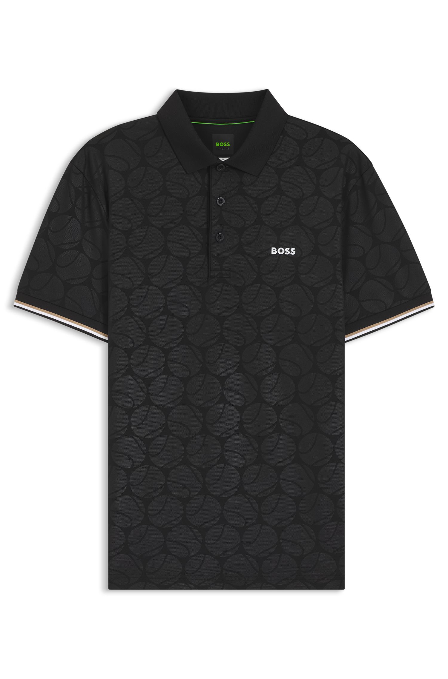 BOSS - Áo polo dáng ôm năng động với họa tiết quả bóng tennis dập nổi.