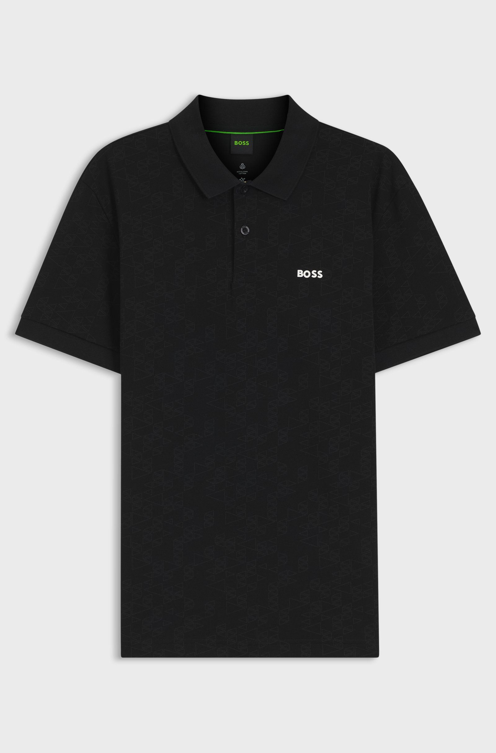 BOSS - Áo Polo vải Piqué cotton in họa tiết toàn thân