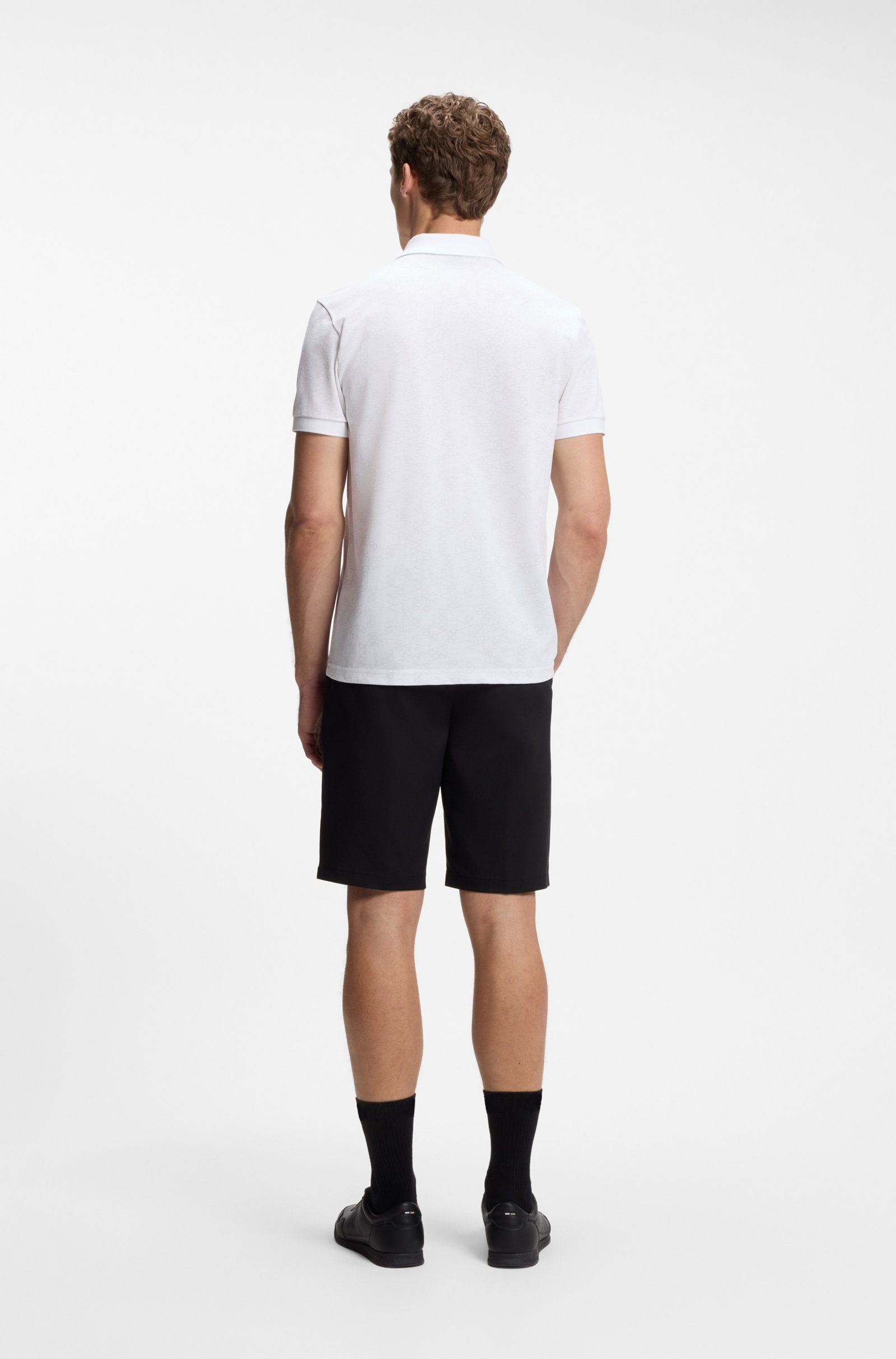Áo Polo vải Piqué cotton in họa tiết toàn thân