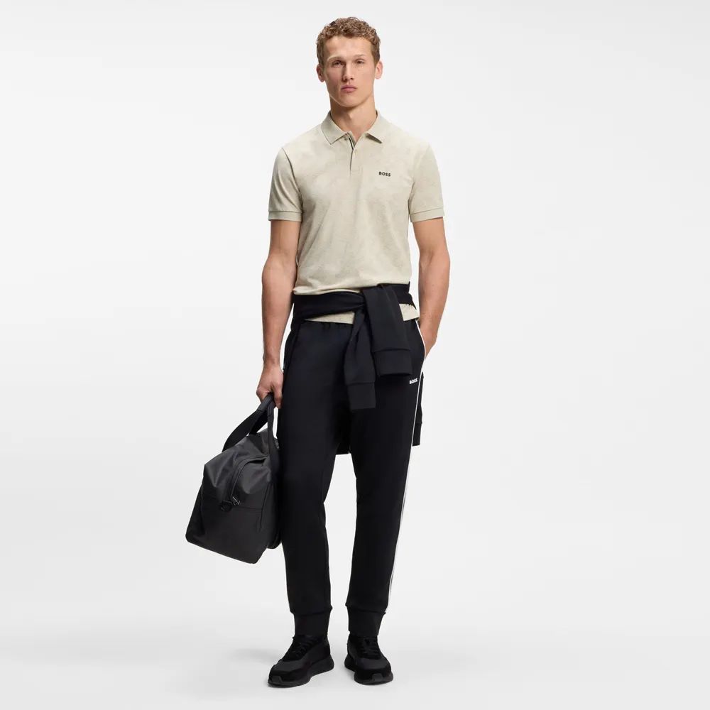 BOSS - Áo Polo vải Piqué cotton in họa tiết toàn thân