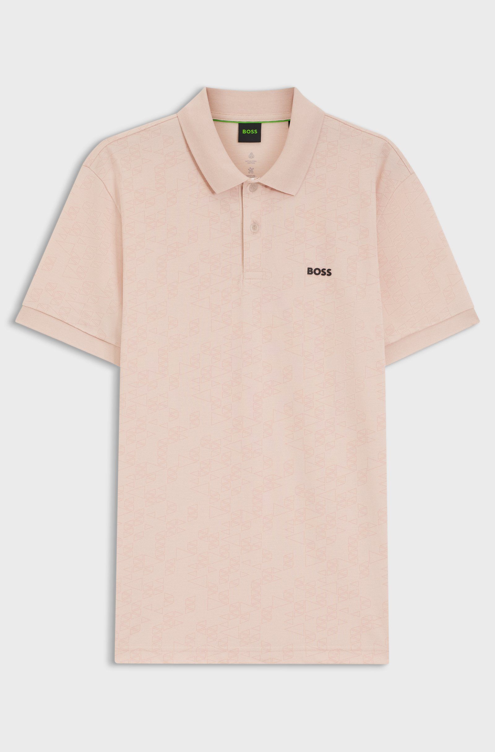 BOSS - Áo Polo vải Piqué cotton in họa tiết toàn thân