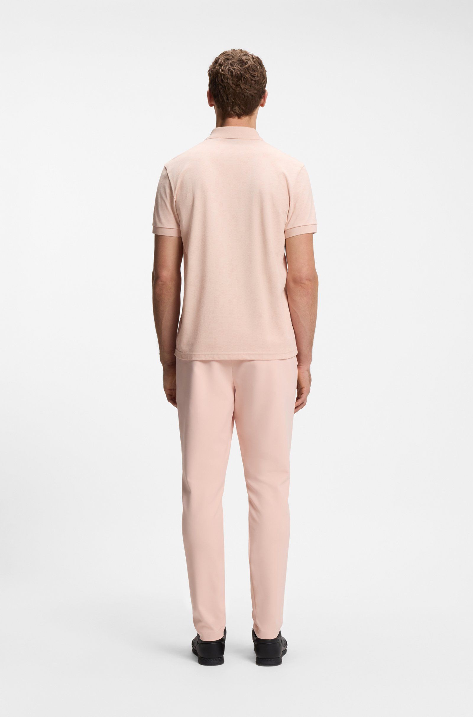 Áo Polo vải Piqué cotton in họa tiết toàn thân