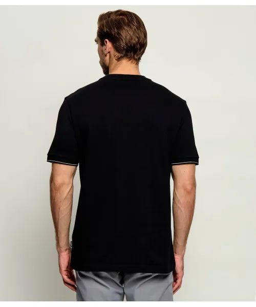 BOSS - Áo thun cotton có cấu trúc với sọc ở cổ tay.