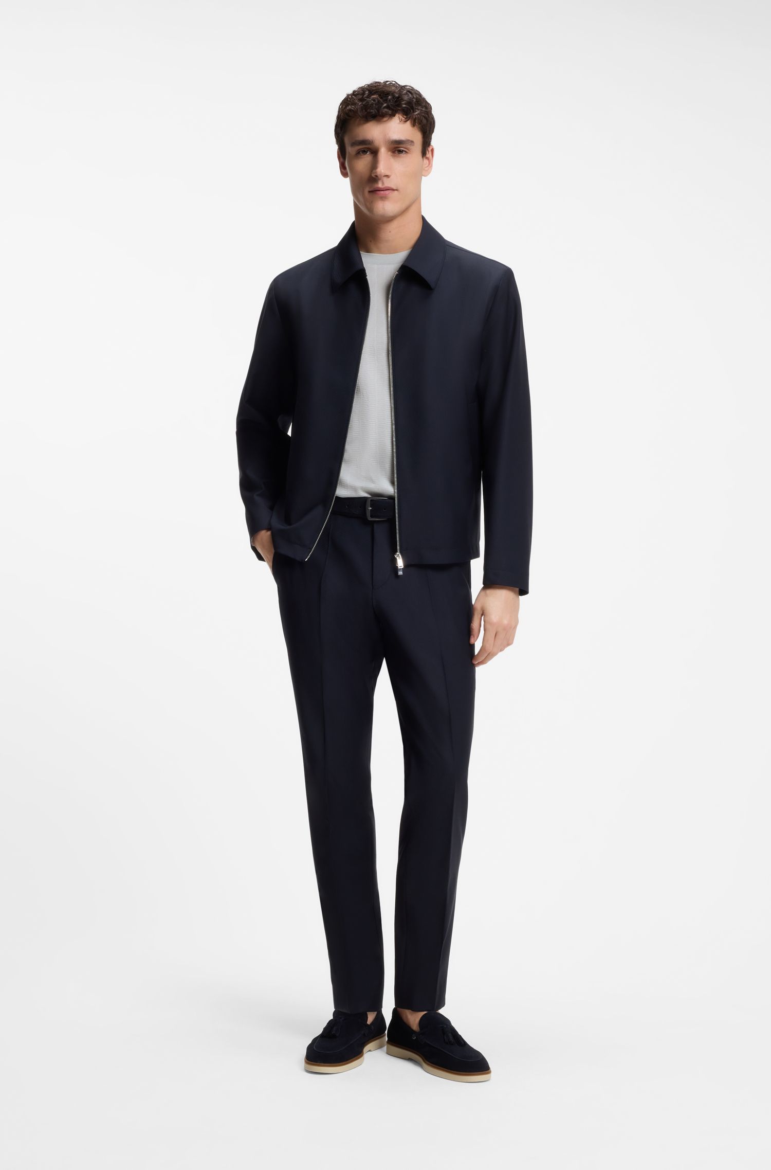 BOSS - Áo thun dáng regular fit làm từ chất liệu cotton với họa tiết jacquard nổi.