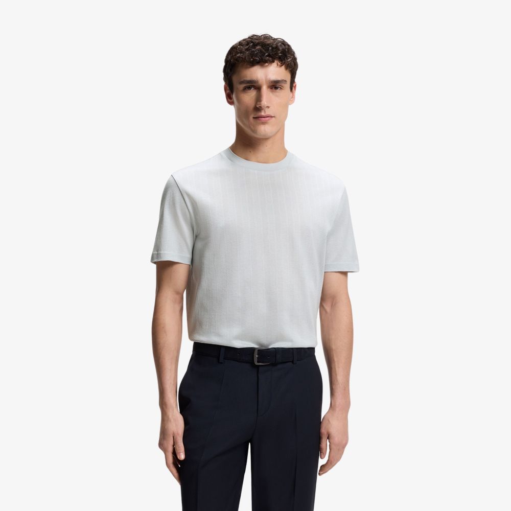 BOSS - Áo thun dáng regular fit làm từ chất liệu cotton với họa tiết jacquard nổi.