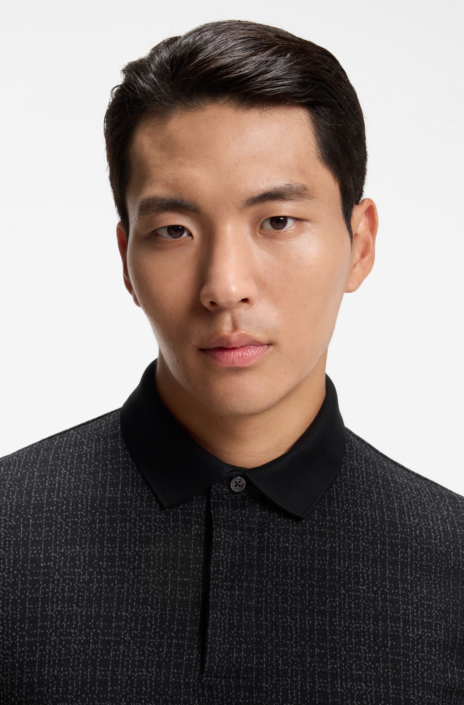 BOSS - Áo polo cotton jacquard hai tông màu