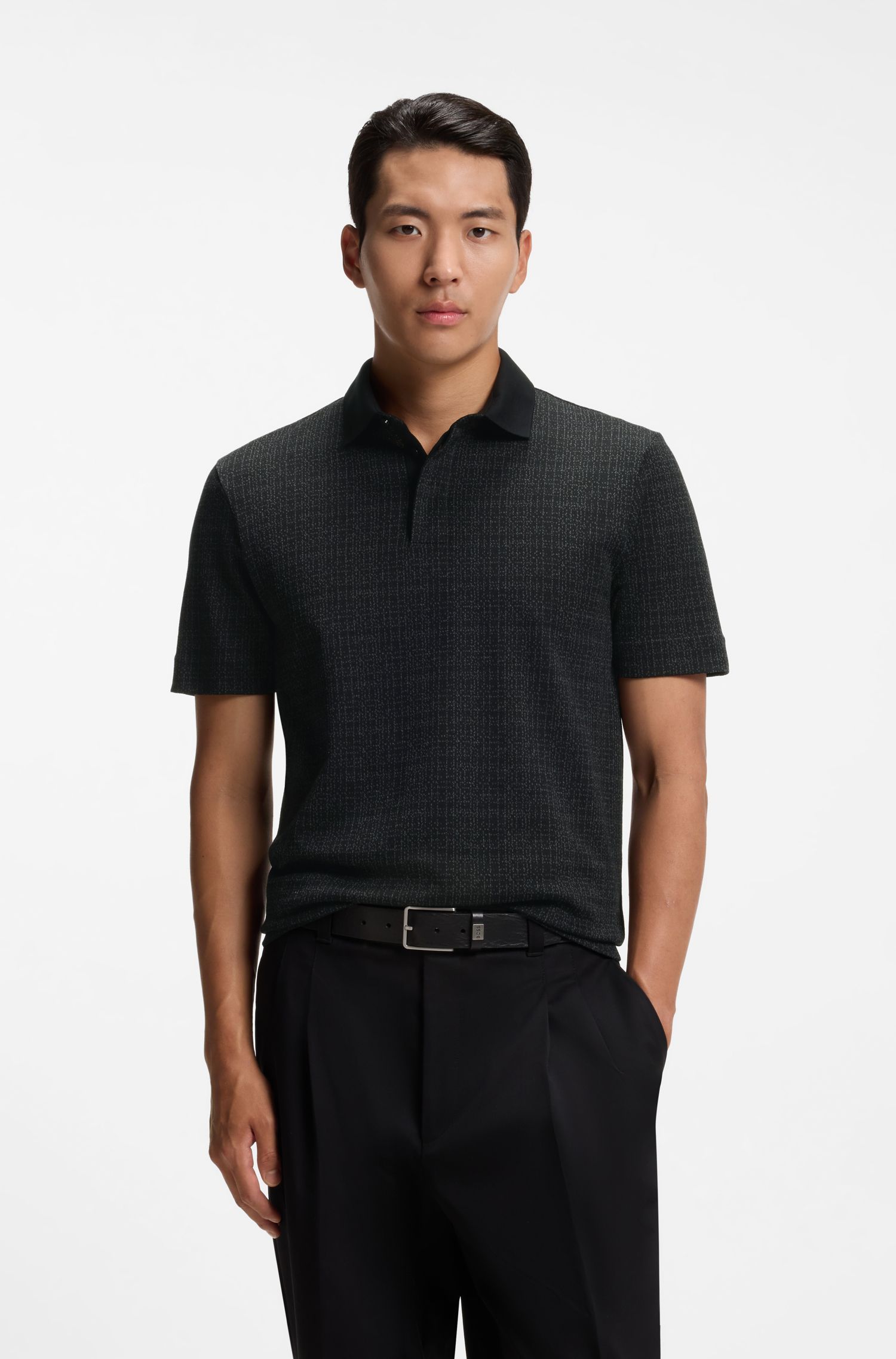 Áo polo cotton jacquard hai tông màu