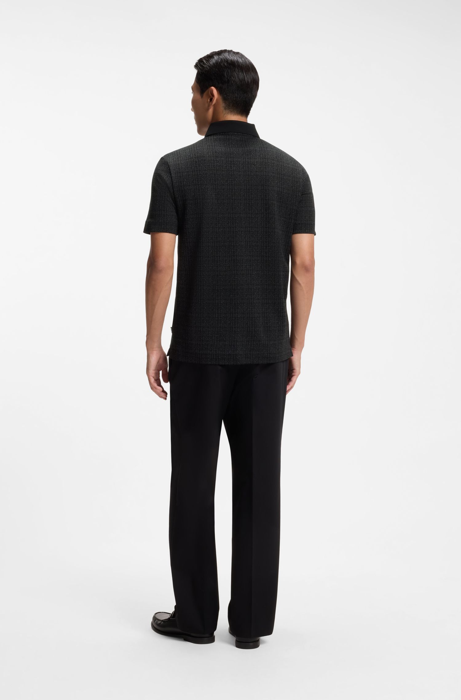 Áo polo cotton jacquard hai tông màu