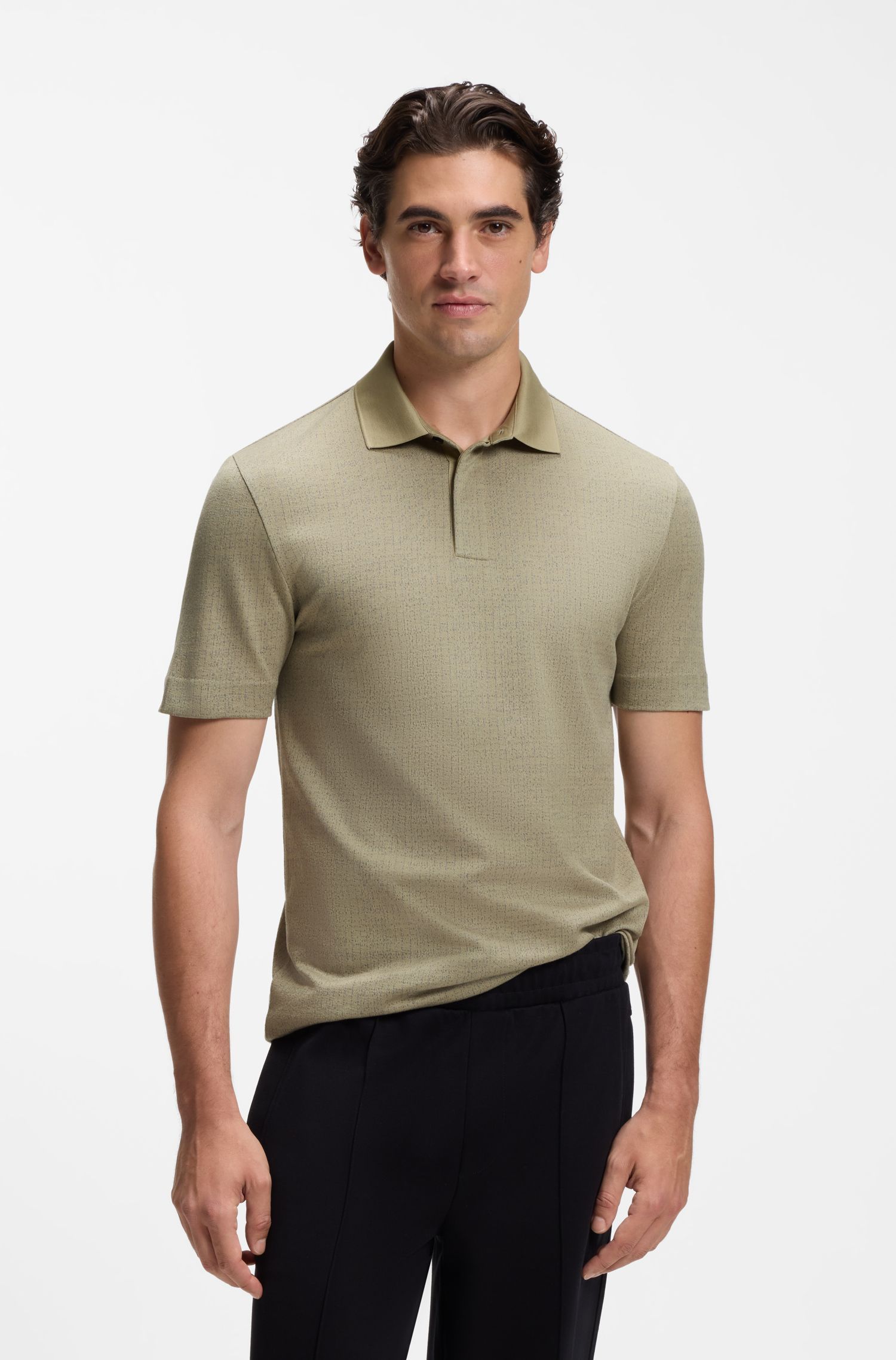Áo polo cotton jacquard hai tông màu