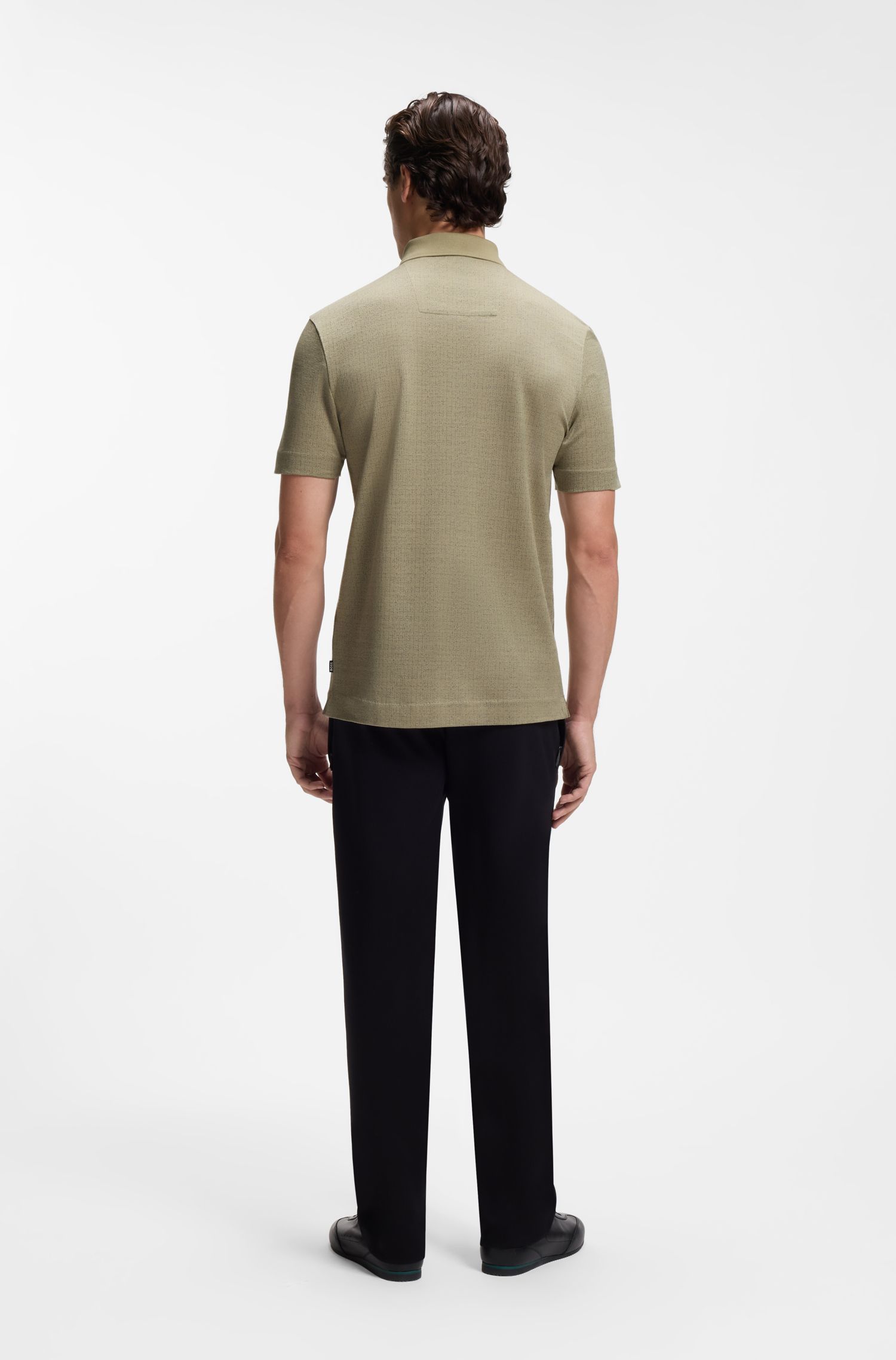 Áo polo cotton jacquard hai tông màu