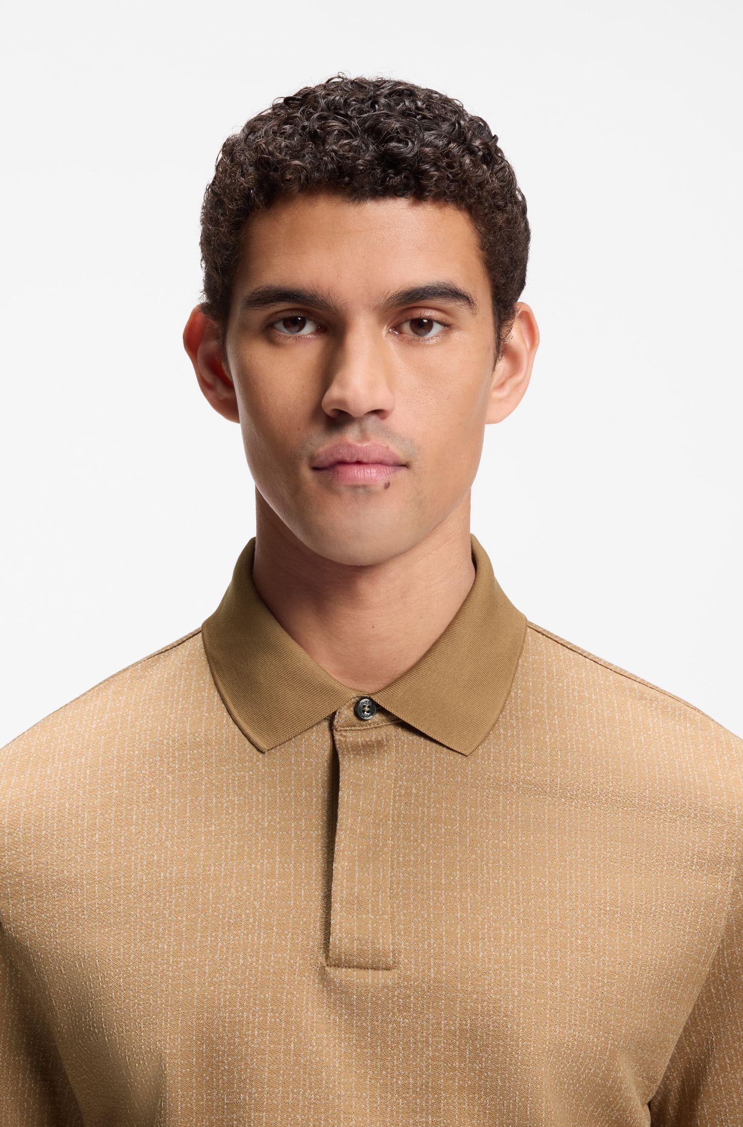 BOSS - Áo polo cotton jacquard hai tông màu