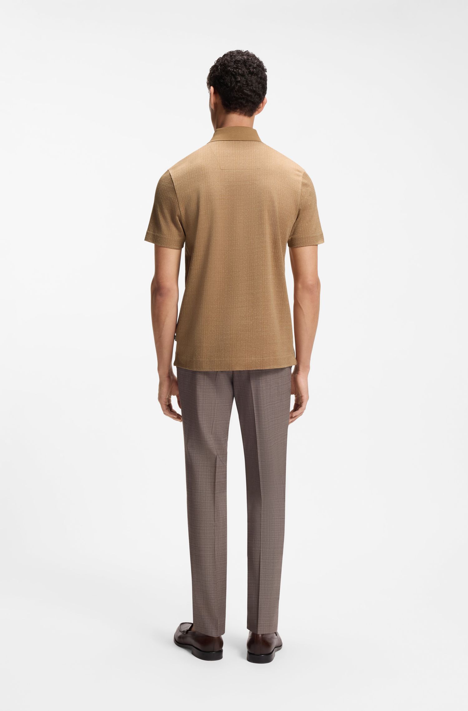 Áo polo cotton jacquard hai tông màu