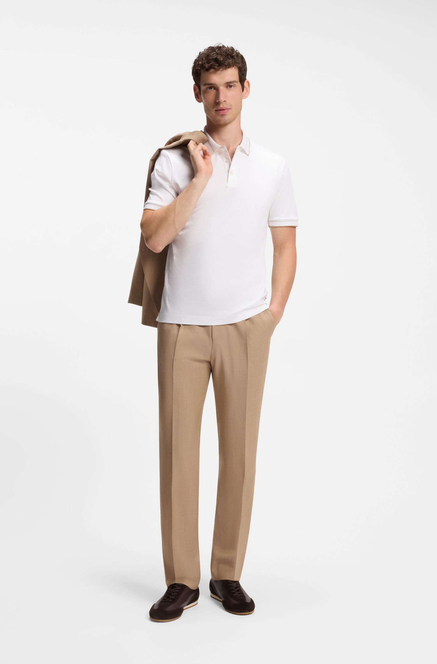 BOSS - Áo polo dáng ôm làm từ vải cotton mercerized.