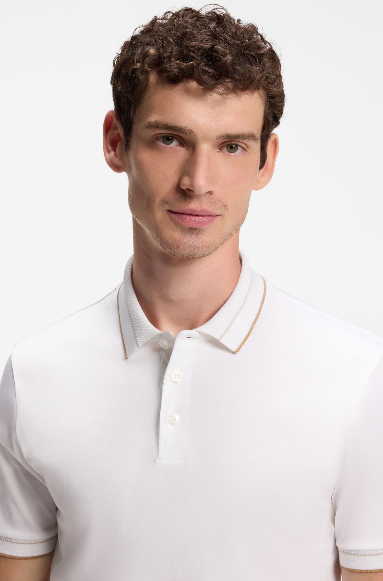 BOSS - Áo polo dáng ôm làm từ vải cotton mercerized.