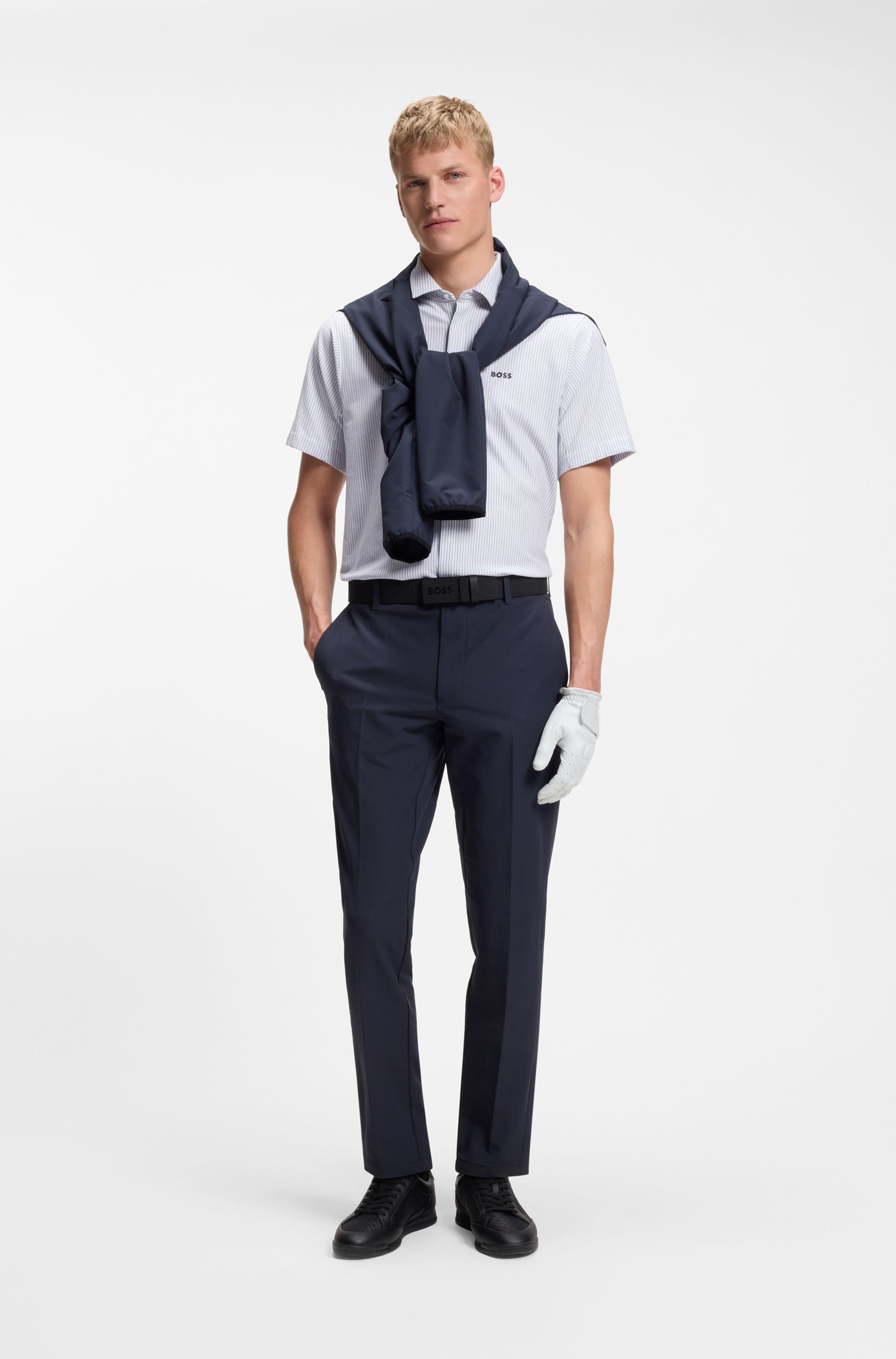BOSS - Áo sơ mi dáng regular fit làm từ vải cotton piqué.