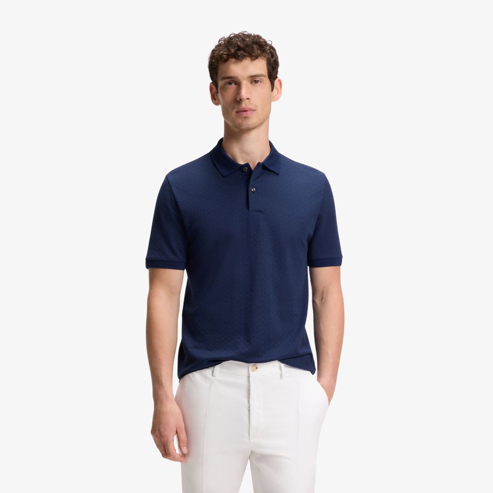 BOSS - Áo polo dáng regular fit làm từ chất liệu jacquard cotton-lụa.